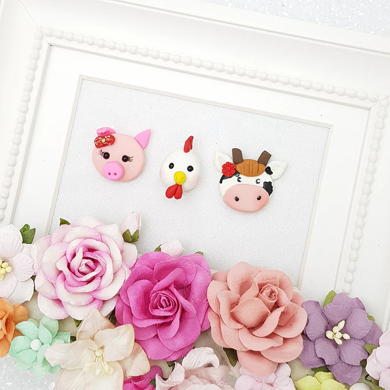 Farm animals - Handmade Flatback Clay Bow Centre - Image 2