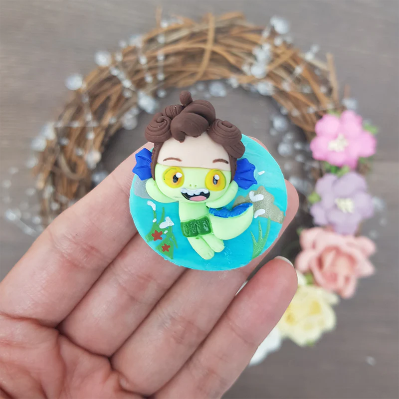 Fish boy cameo - Embellishment Clay Bow Centre