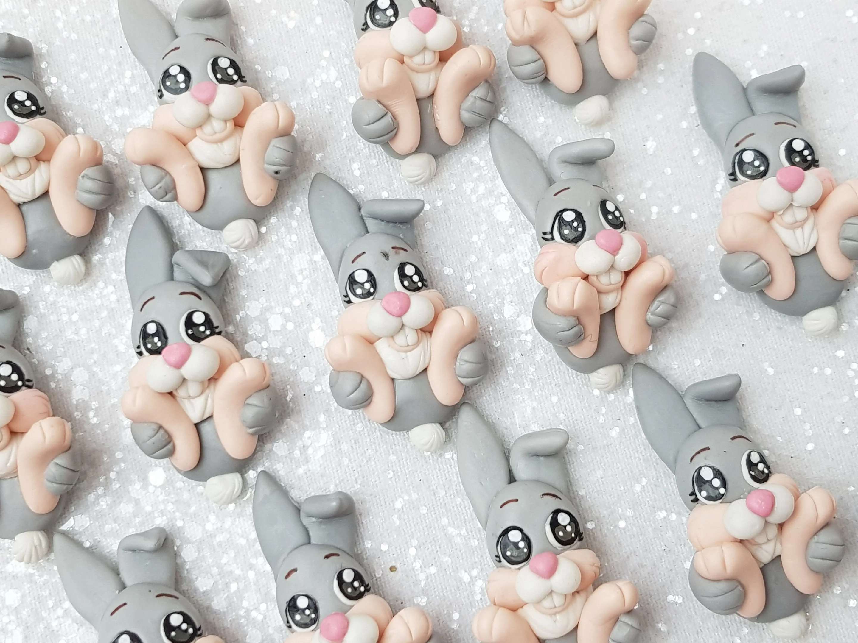 Clay Charm Embellishment - NEW Jumping Bunny