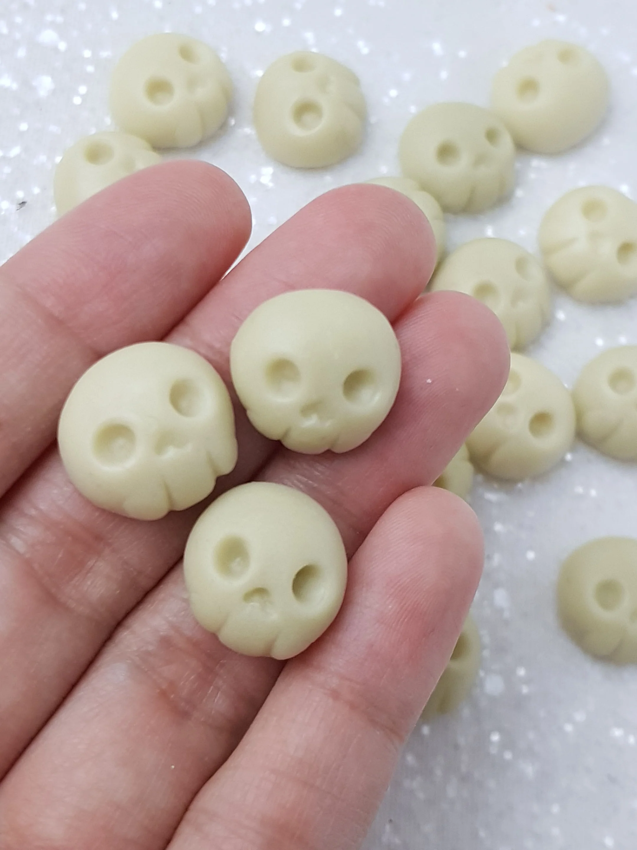Clay Charm Embellishment - NEW Mini Skull set of 3 - Image 2