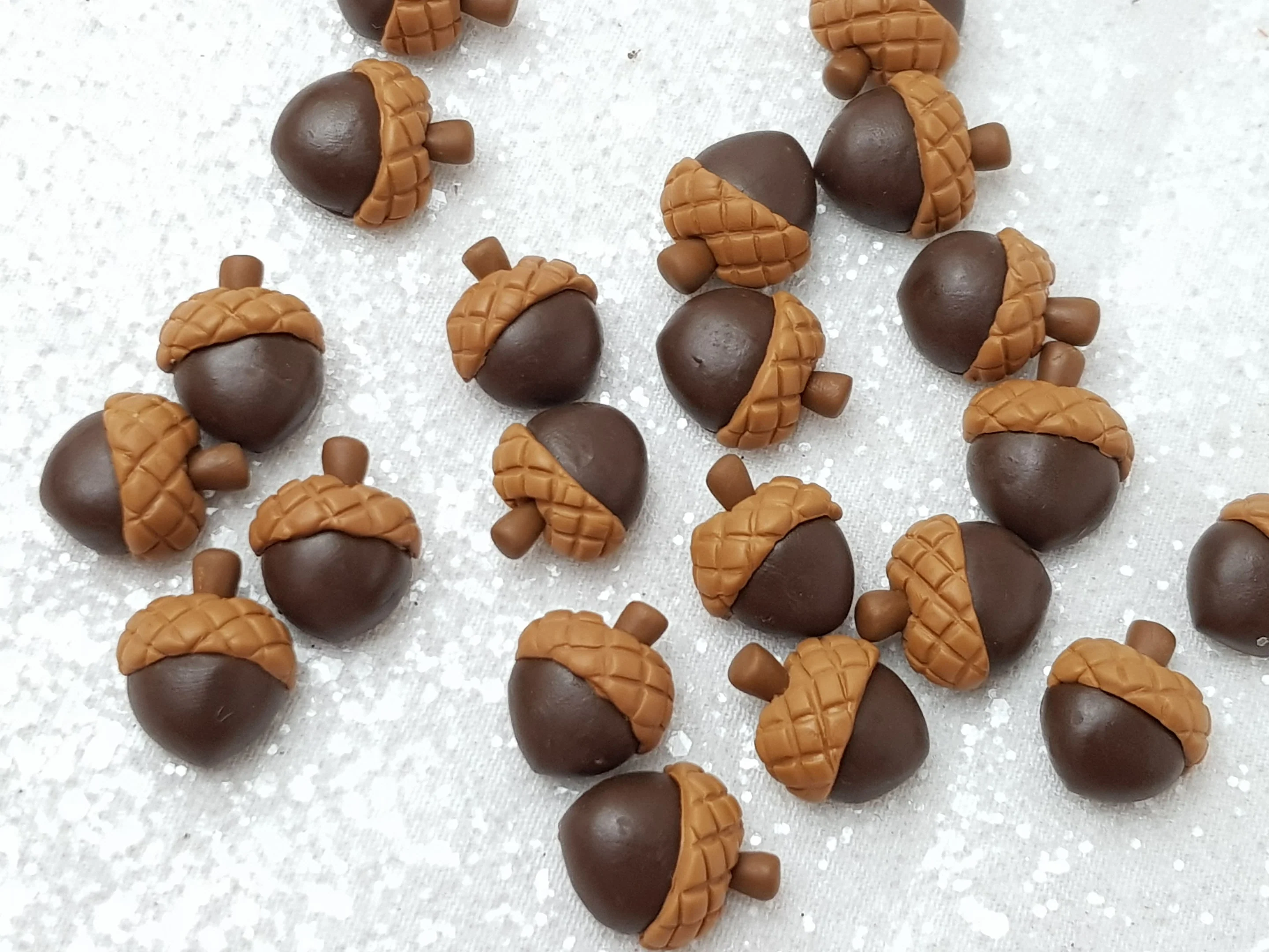 Clay Charm Embellishment - NEW Mini acorn Walnut set of 3 - Image 2