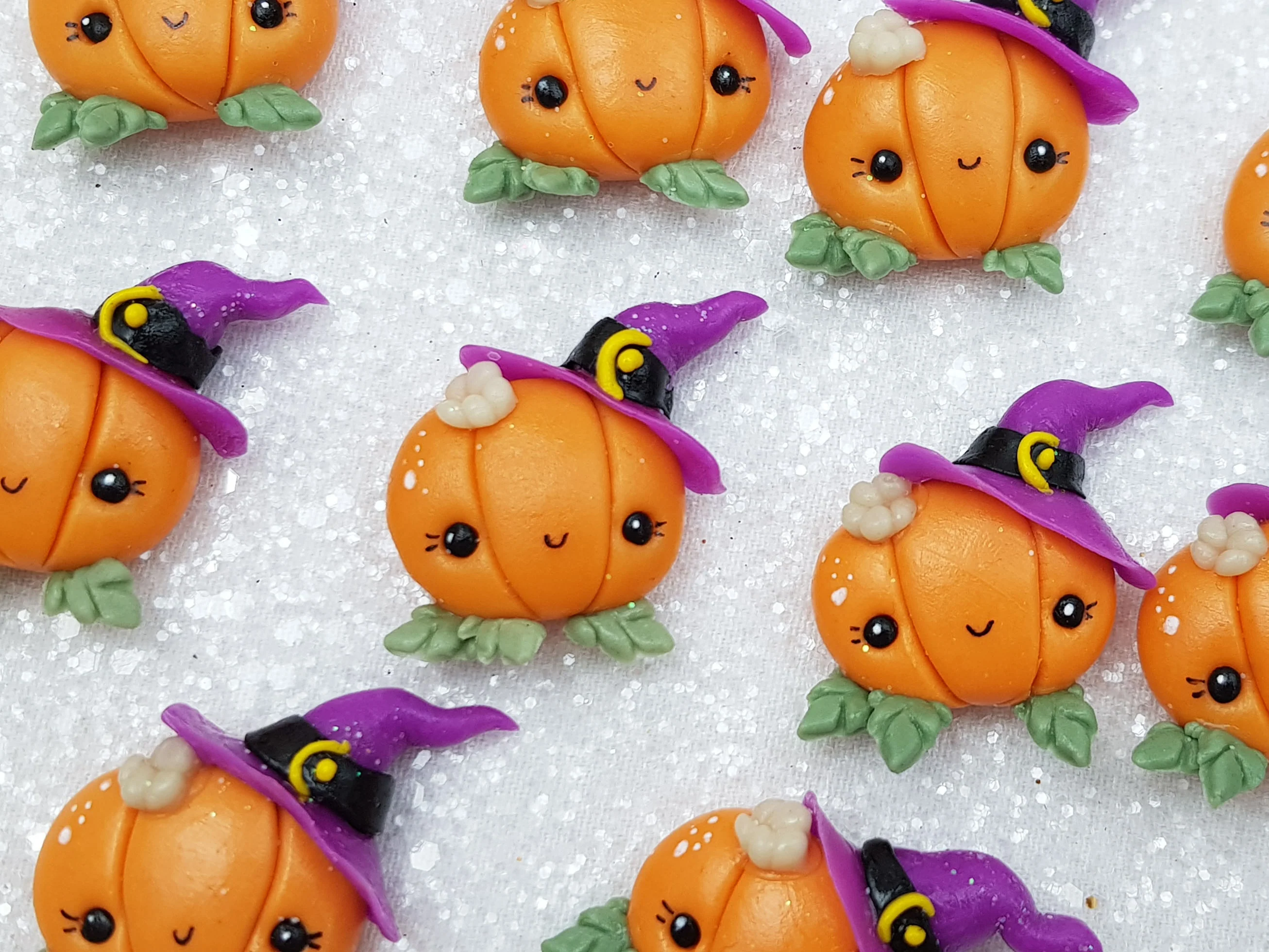 Clay Charm Embellishment - NEW Pumpkin Witch Halloween