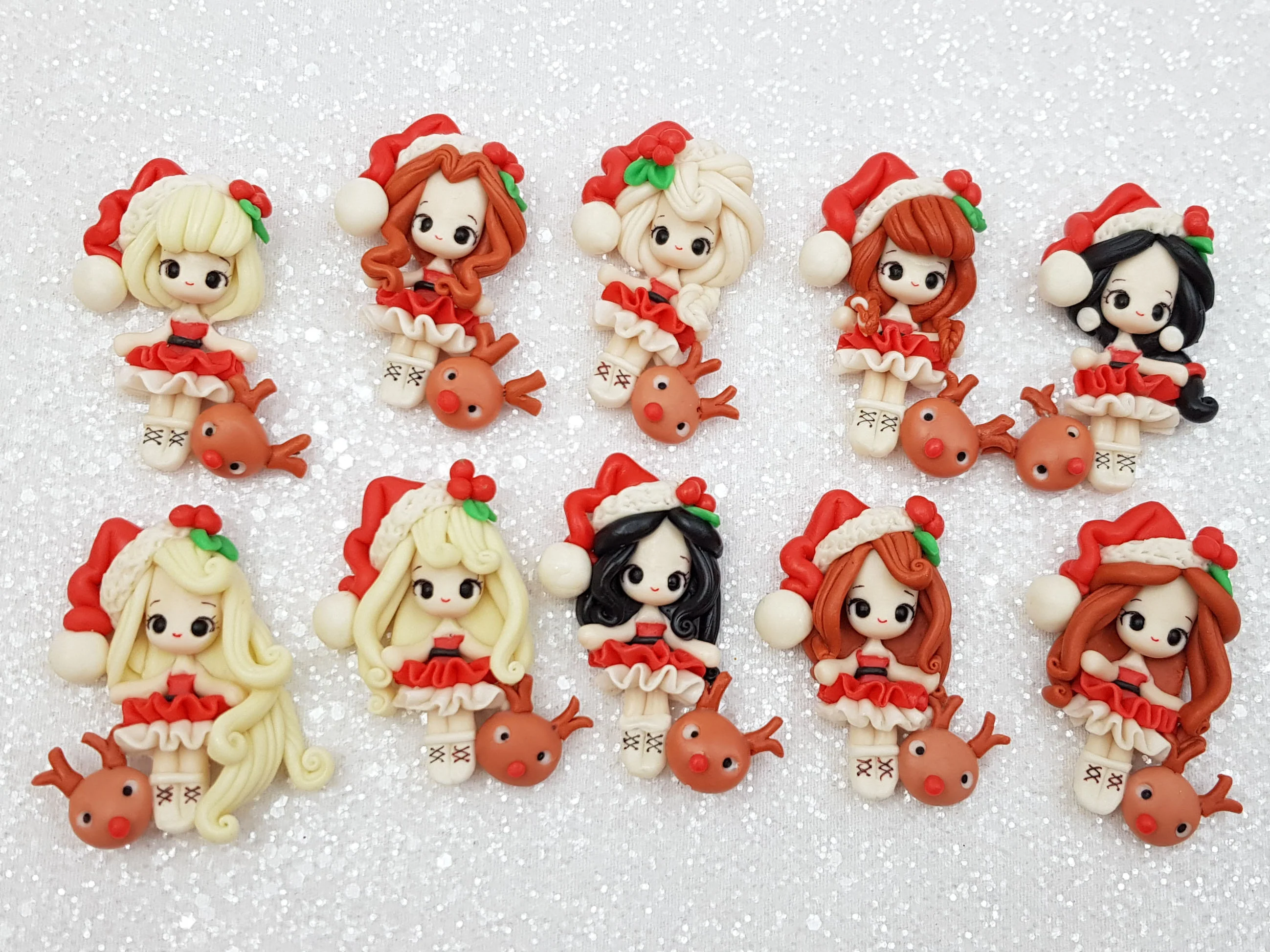 Clay Charm Embellishment - NEW set of 10 Christmas Princess
