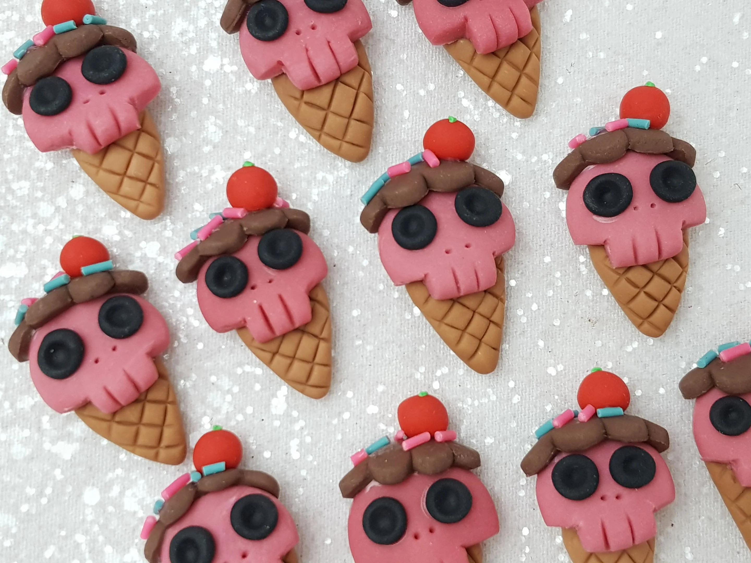 Clay Charm - NEW Skull Ice Cream Halloween