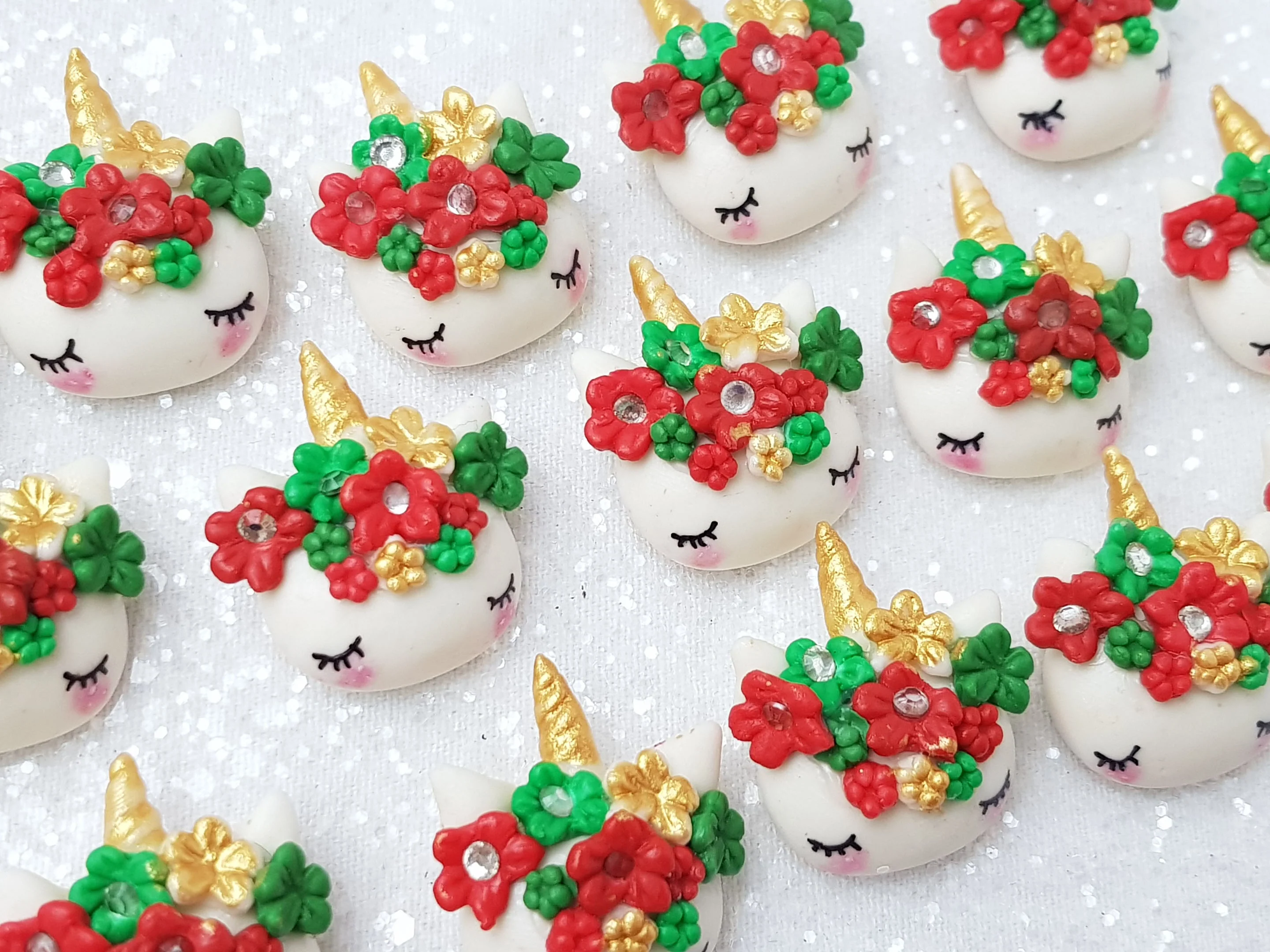 Clay Charm Embellishment - NEW Sleepy Unicorn Christmas