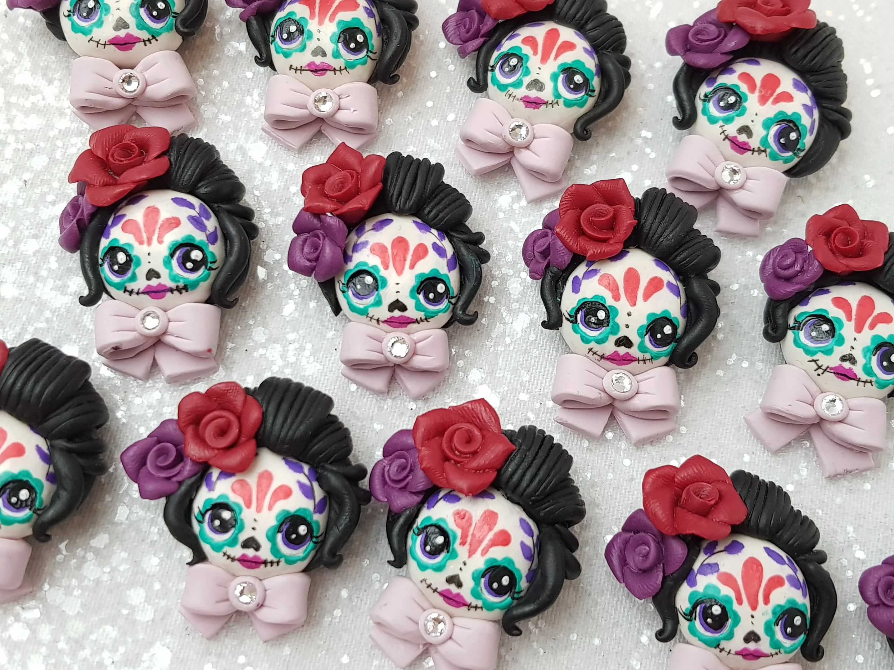 Clay Charm Embellishment - NEW Sugar Skull Halloween