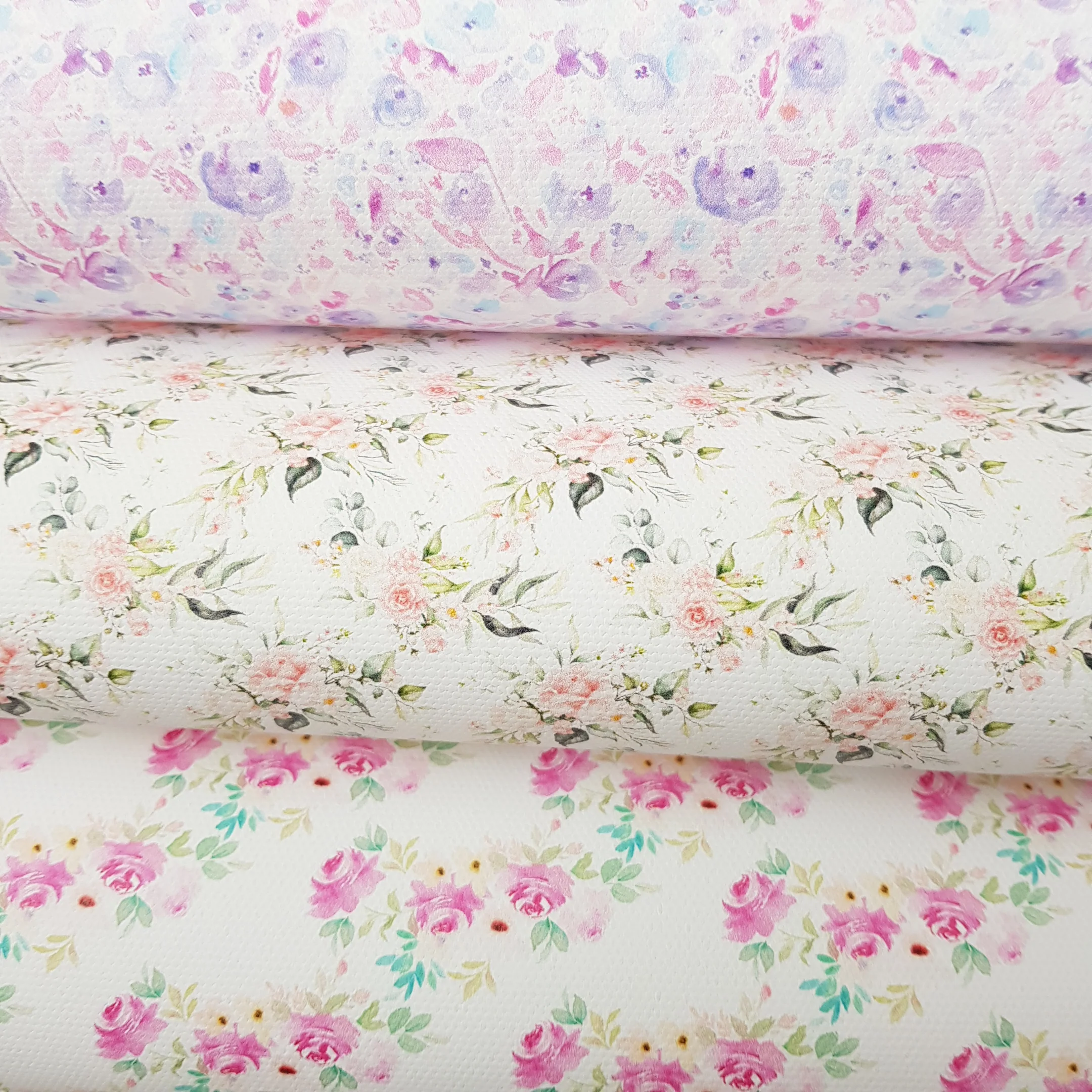 Floral - faux vegan Leather vinyl - canvas - choose Fabric material Sheets