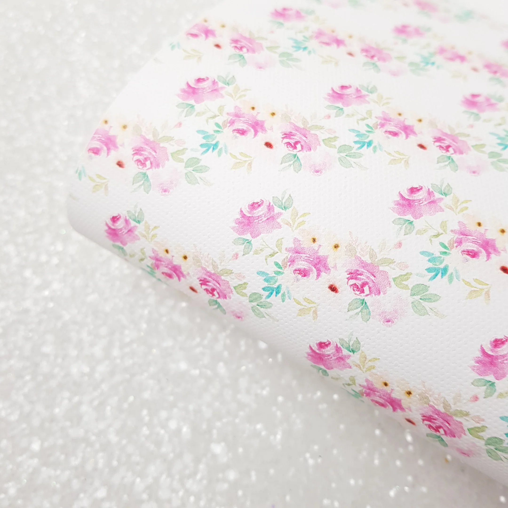 Floral - faux vegan Leather vinyl - canvas - choose Fabric material Sheets - Image 2