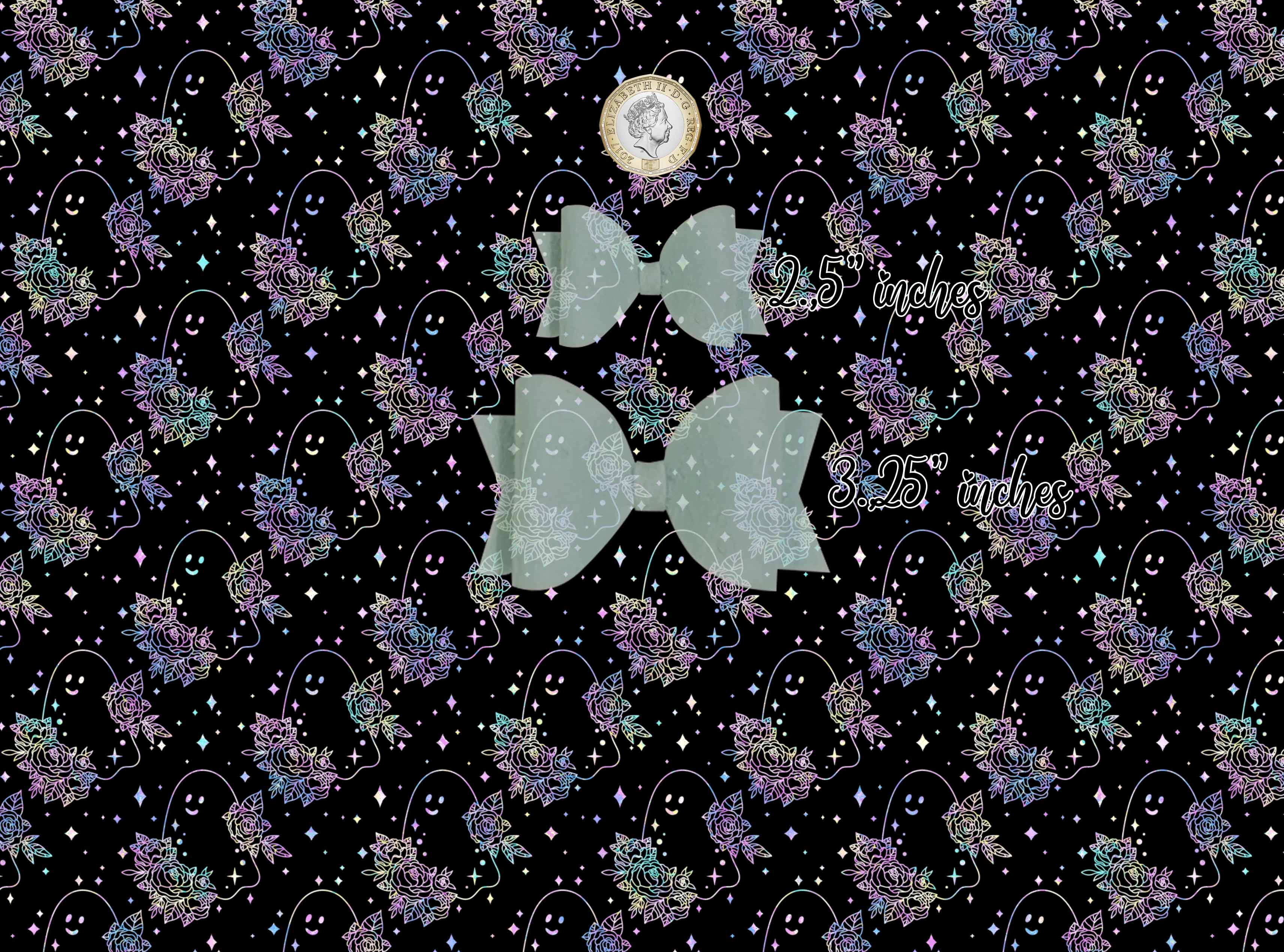 floral ghost halloween - vegan Leather vinyl - canvas - choose Fabric material Sheets - Image 2