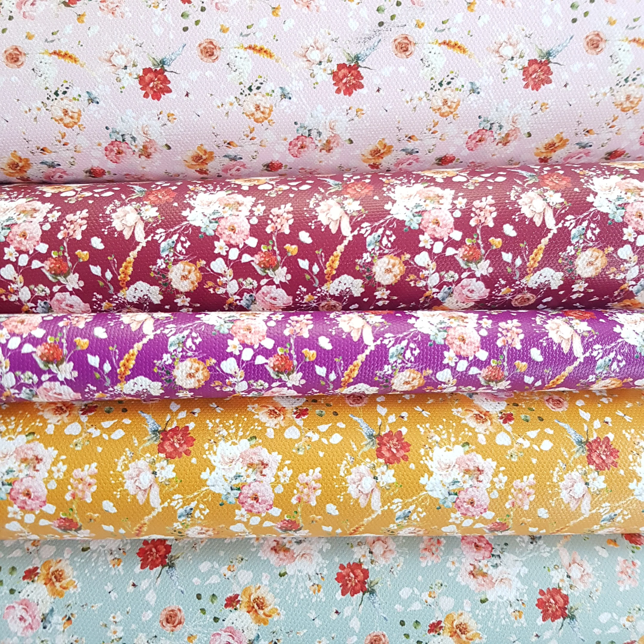 Floral rose fall autumn - Leatherette vinyl - canvas - choose Fabric material Sheets - Image 2