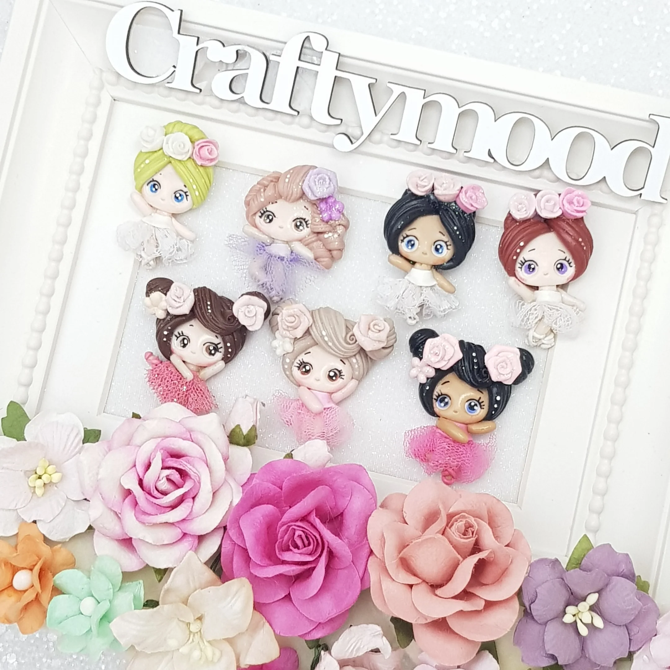 Flower Ballet Girls - Handmade Flatback Clay Bow Centre - Image 2