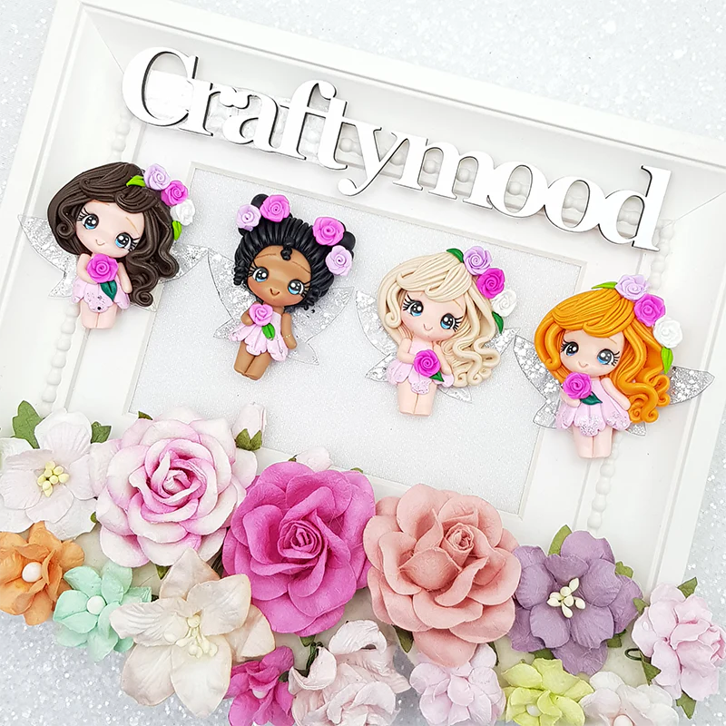 Flower fairy with silver wing - Embellishment Clay Bow Centre - Image 2