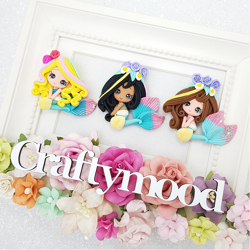 Flower mermaid girls - Embellishment Clay Bow Centre - Image 2