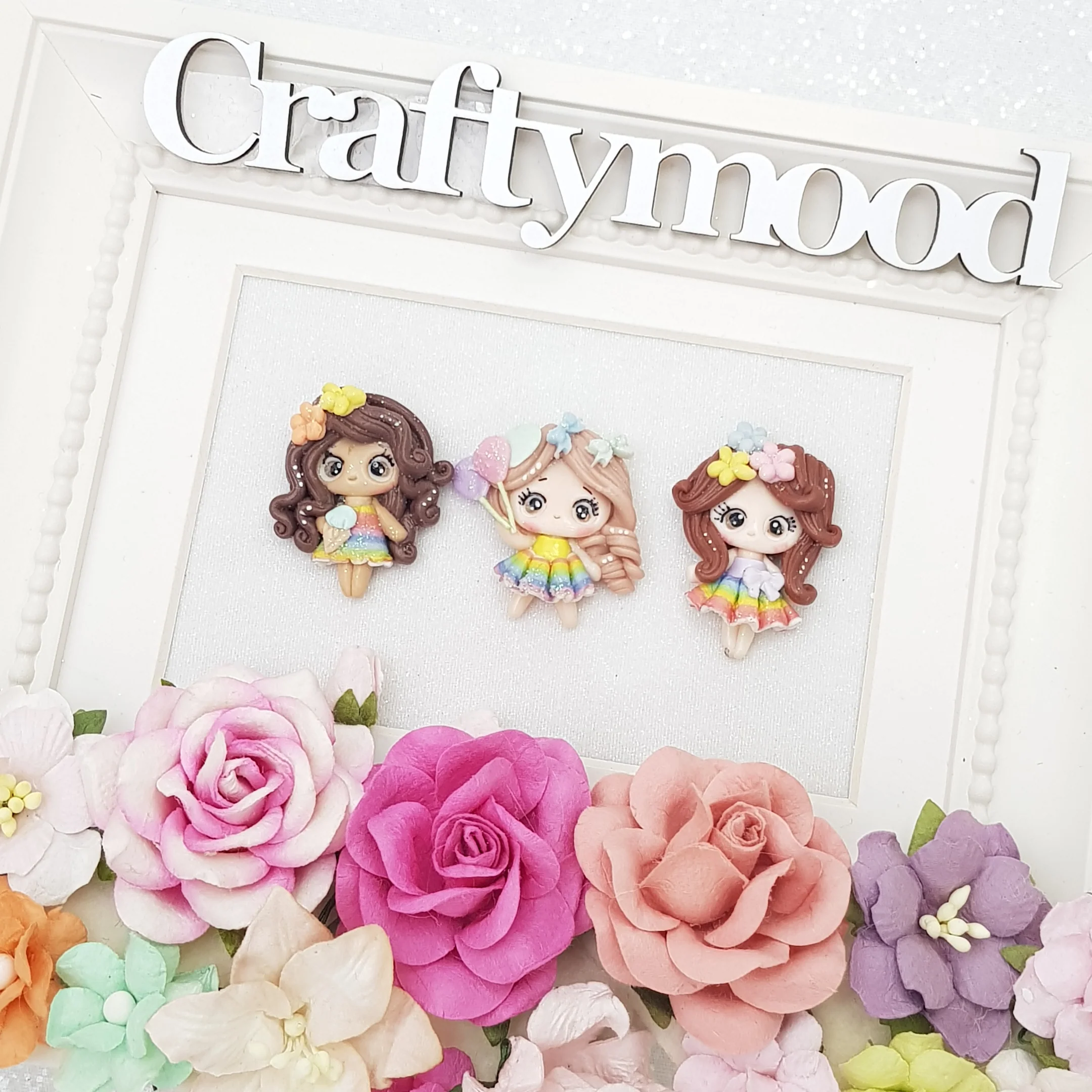 Flower rainbow girls - Embellishment Clay Bow Centre - Image 2