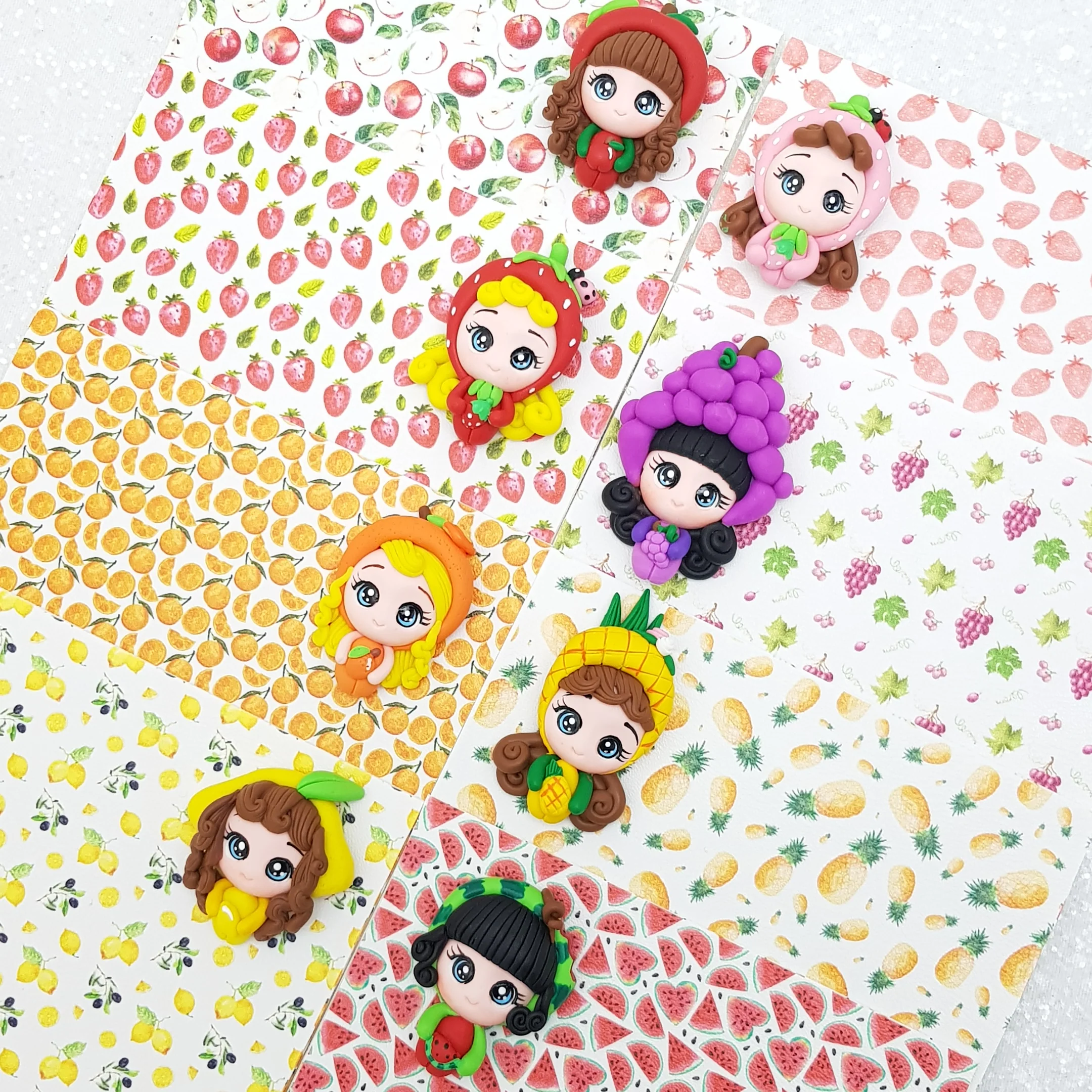Fruits - Leatherette vinyl - canvas - choose Fabric material Sheets - Image 2