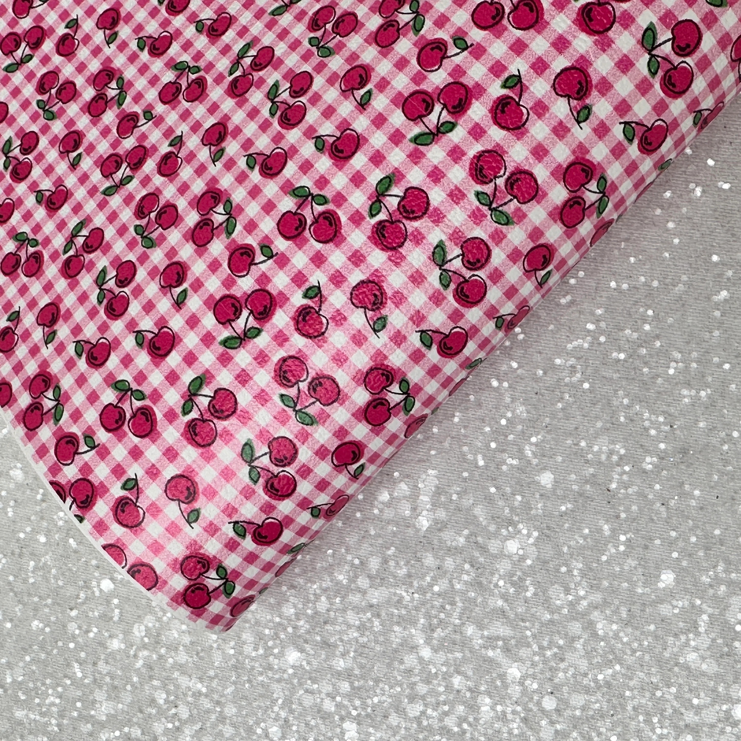 Fruits watermelon lemon cherry - faux Pu Leather vinyl - canvas - choose Fabric material Sheets - Image 2