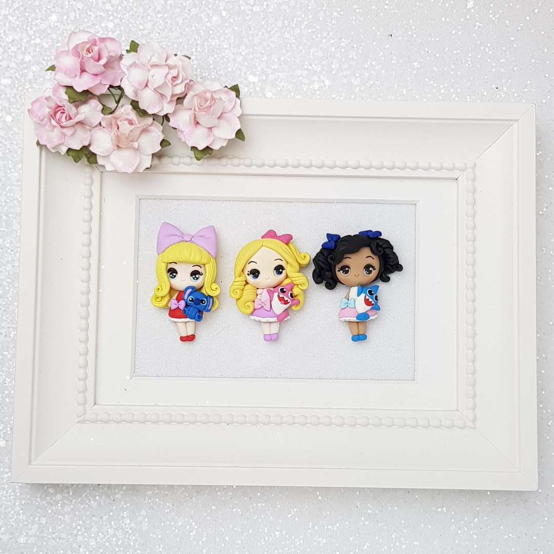 Girl and Her Pet - Embellishment Clay Bow Centre - Big Eyes - Image 2