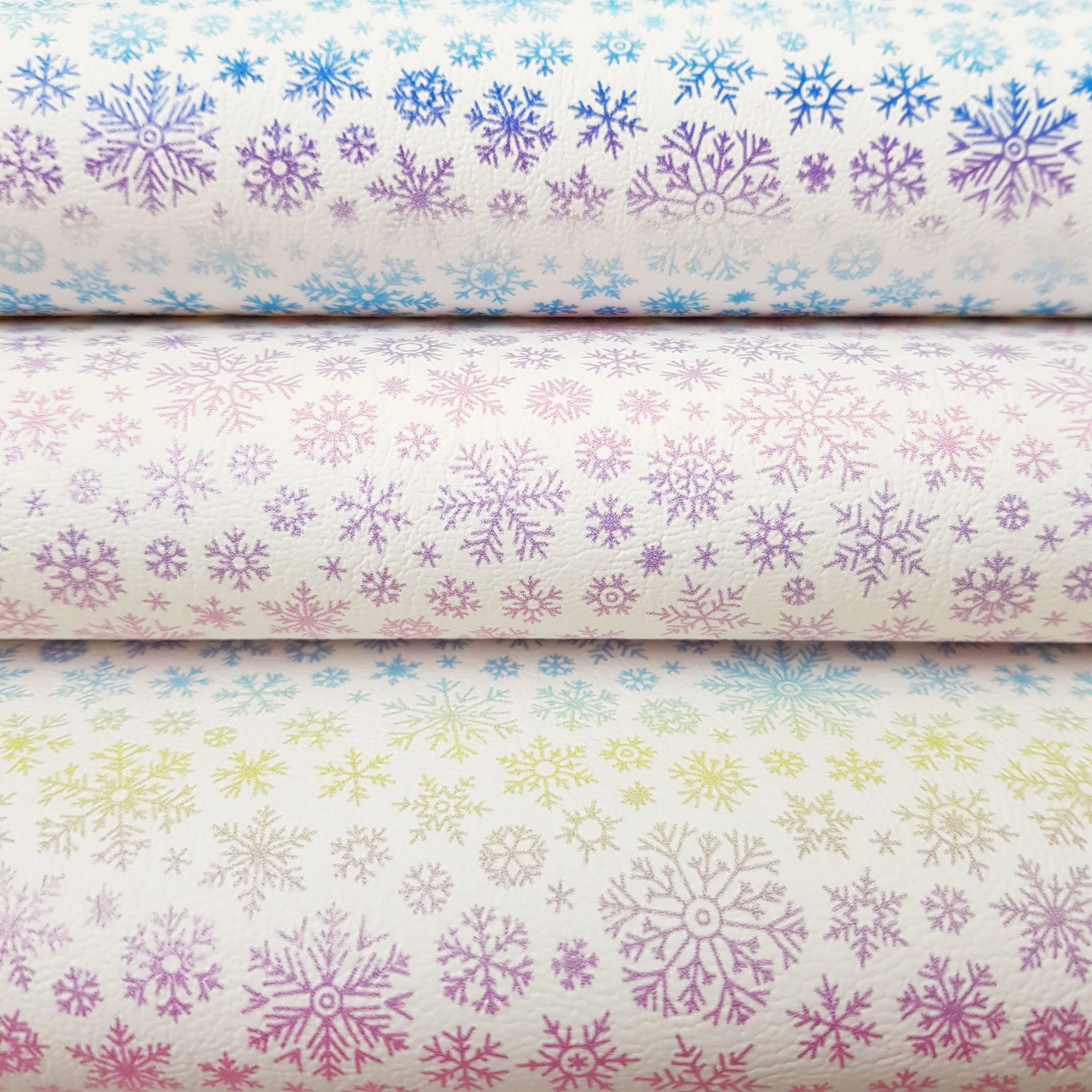 Gradient snowflakes  - faux vegan Leather vinyl - canvas - choose Fabric material Sheets - Image 2