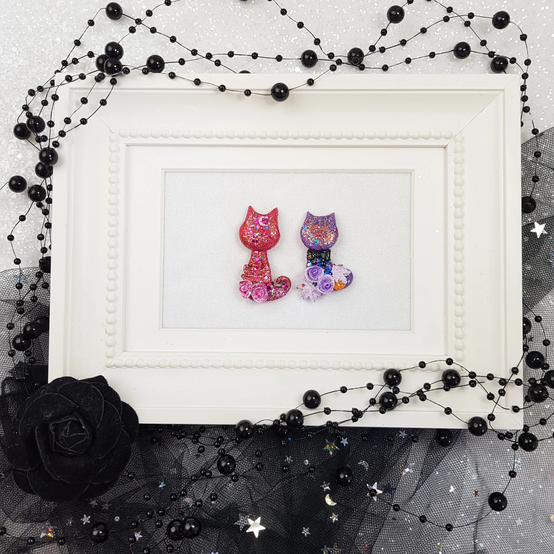 Sale Halloween cat - Embellishment Clay Bow Centre