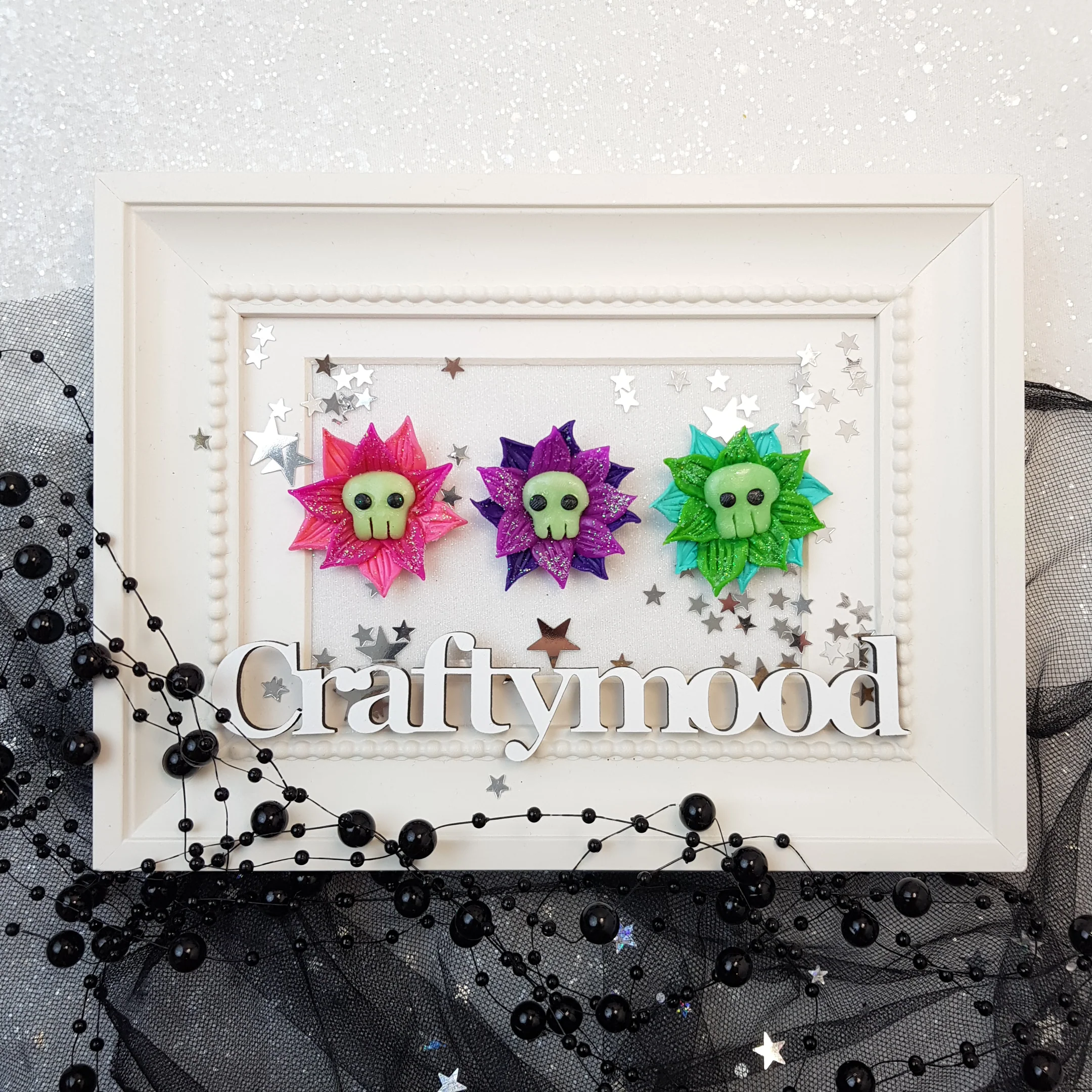 Halloween Flower- Glow in the dark - Embellishment Clay Bow Centre - Image 2