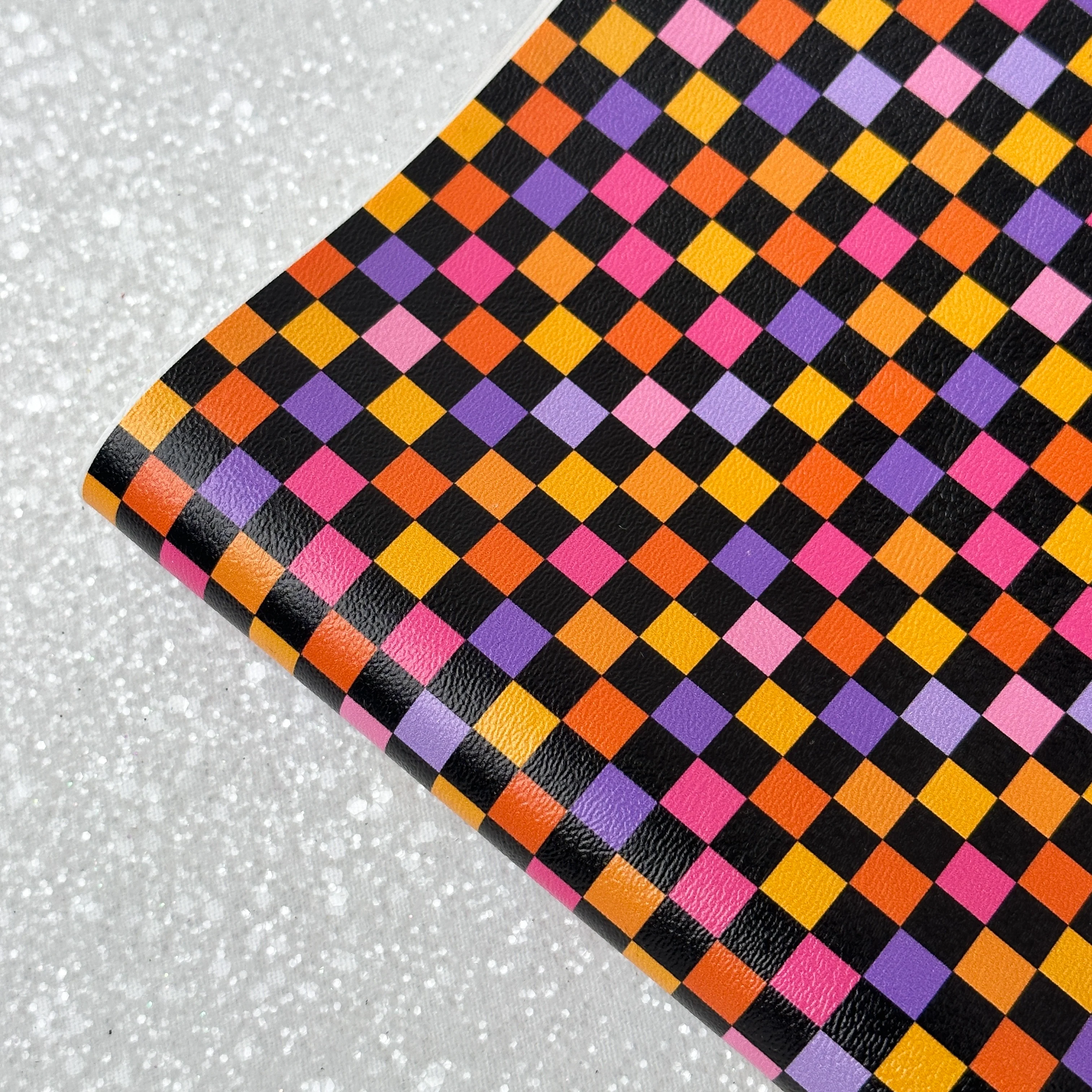 Halloween ghost check pattern - faux Pu Leather vinyl - canvas - choose Fabric material Sheets - Image 5