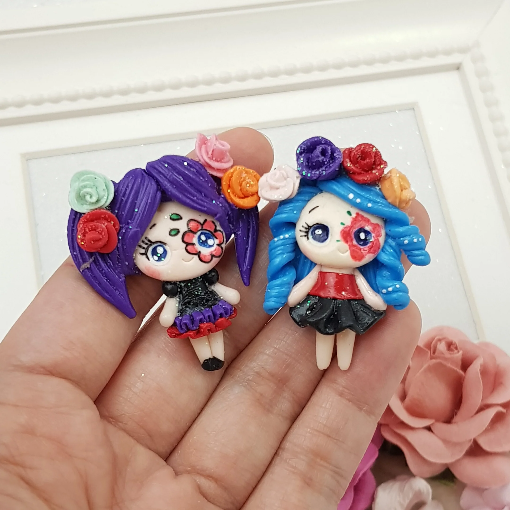 Halloween Girls - Handmade Flatback Clay Bow Centre
