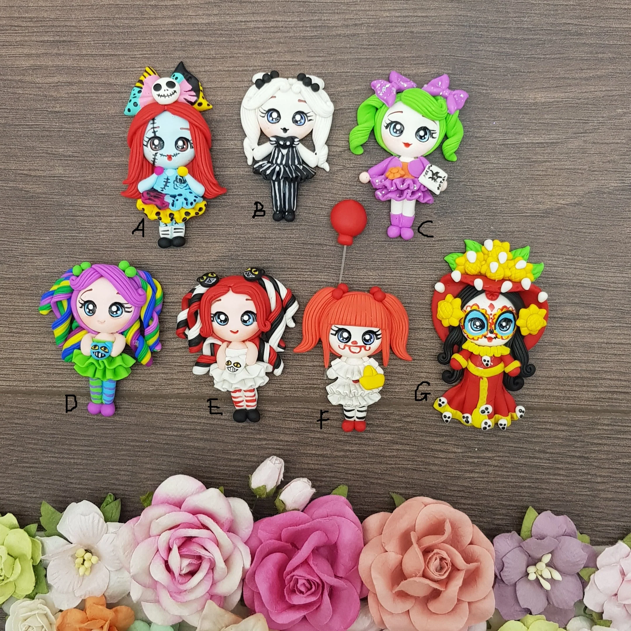 Halloween girls - Handmade Flatback Clay Bow Centre