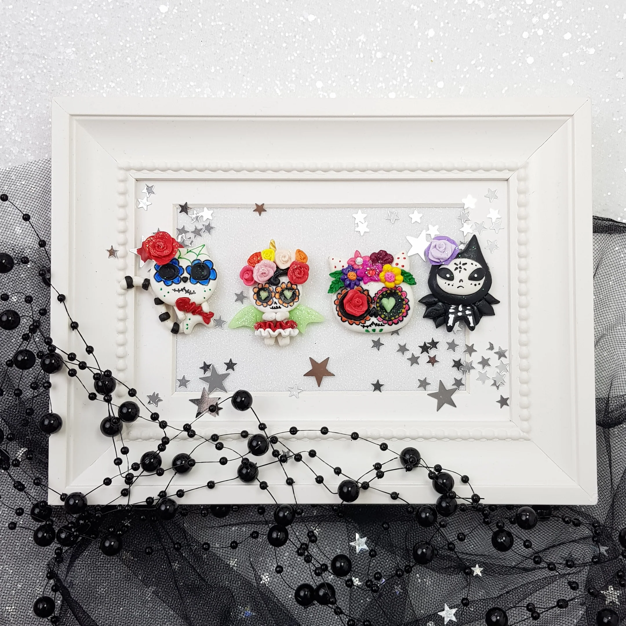 Halloween Skull Gang - Glow in the dark - Embellishment Clay Bow Centre - Image 3