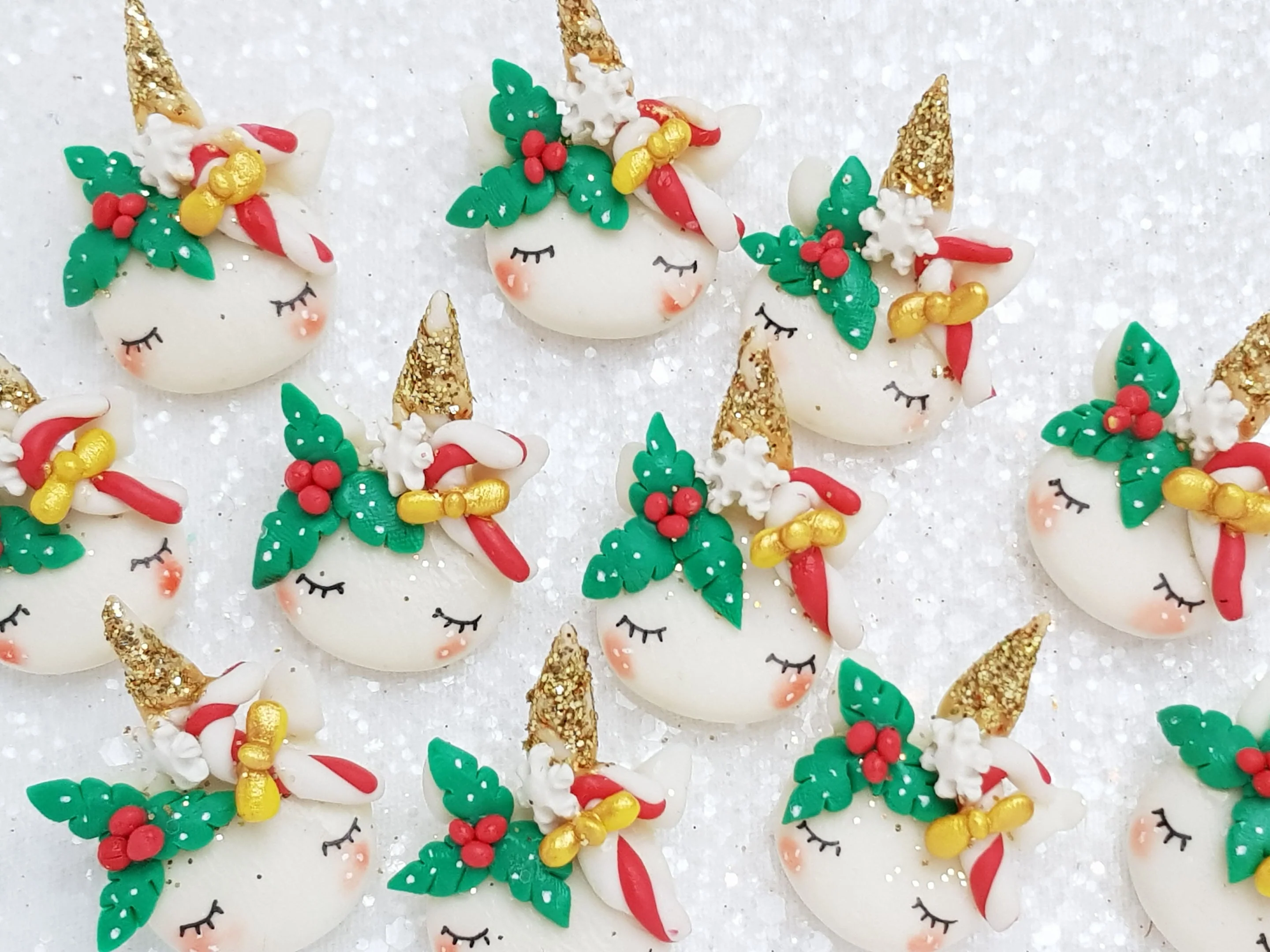 Handmade Clay Charm - New Christmas Unicorn Head - A