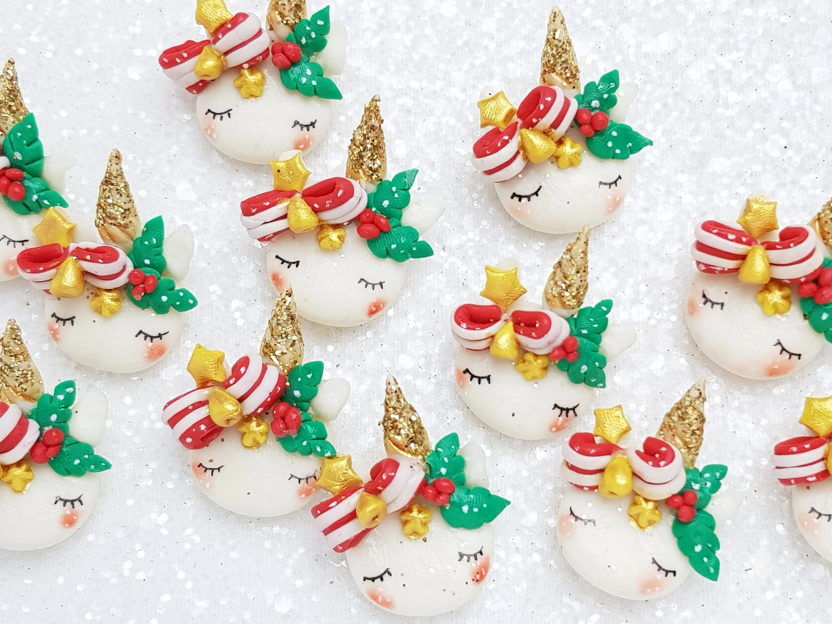 Handmade Clay Charm - New Christmas Unicorn Head - B
