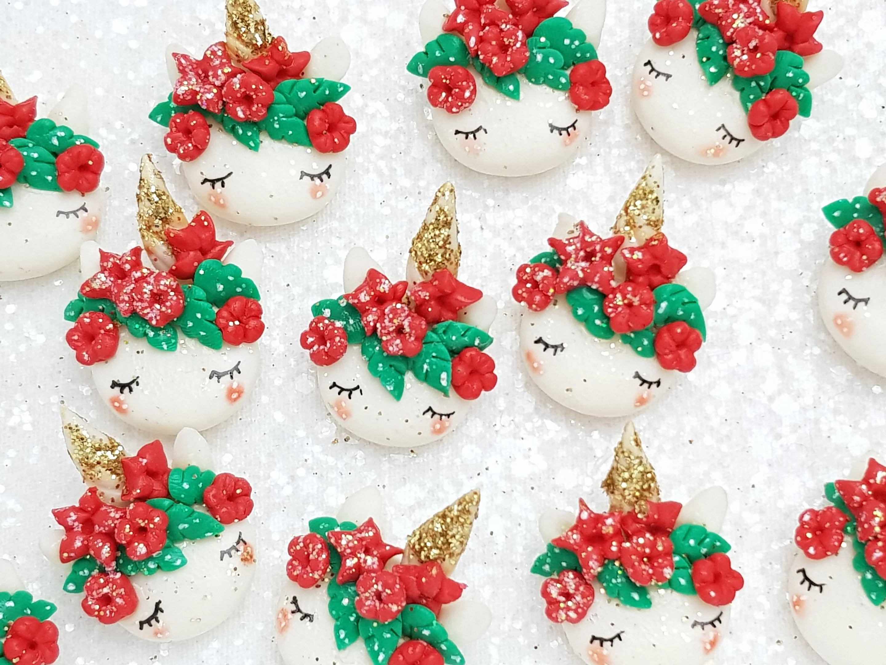 Handmade Clay Charm - New Christmas Unicorn Head - C