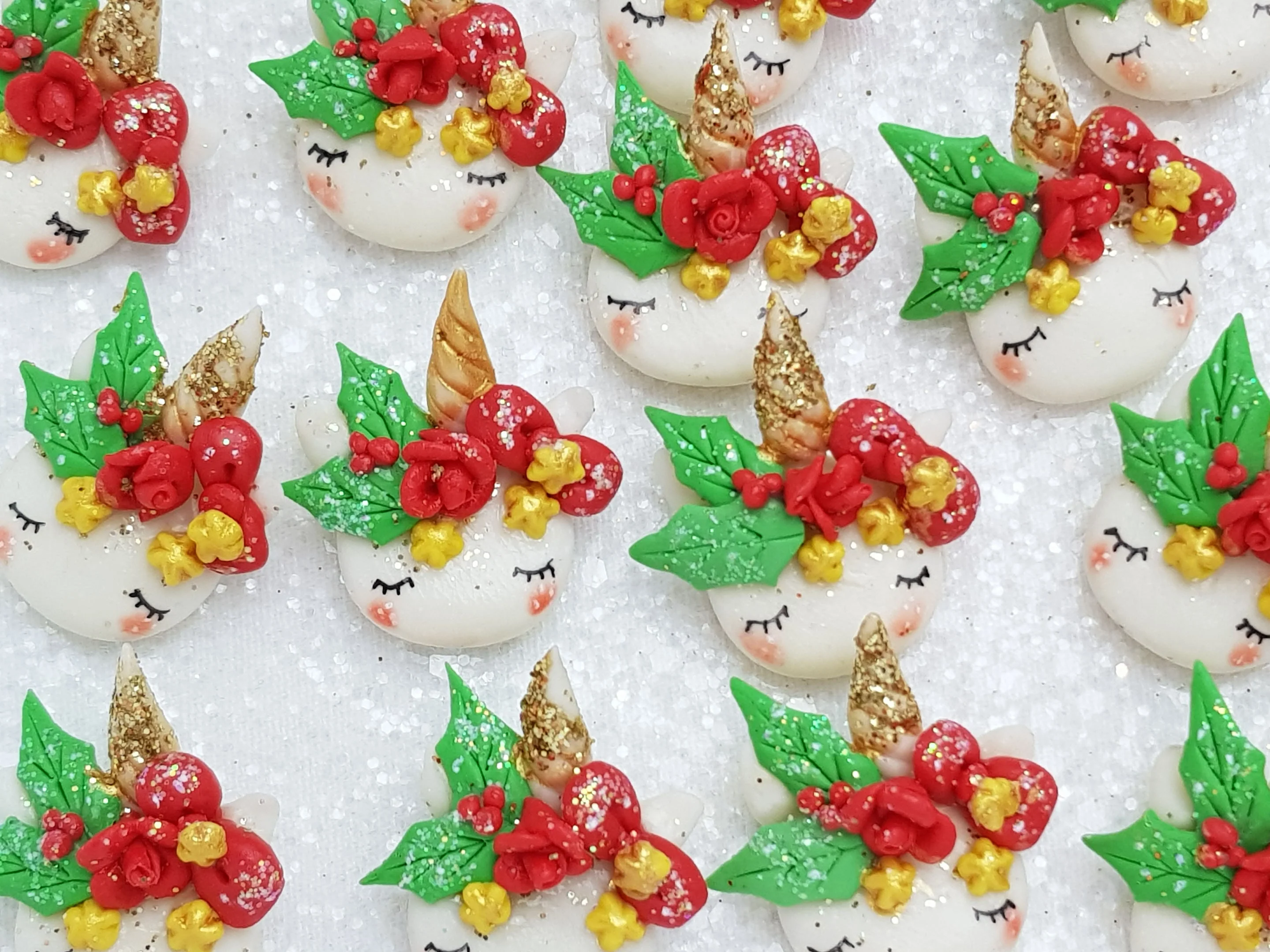 Handmade Clay Charm - New Christmas Unicorn Head - D