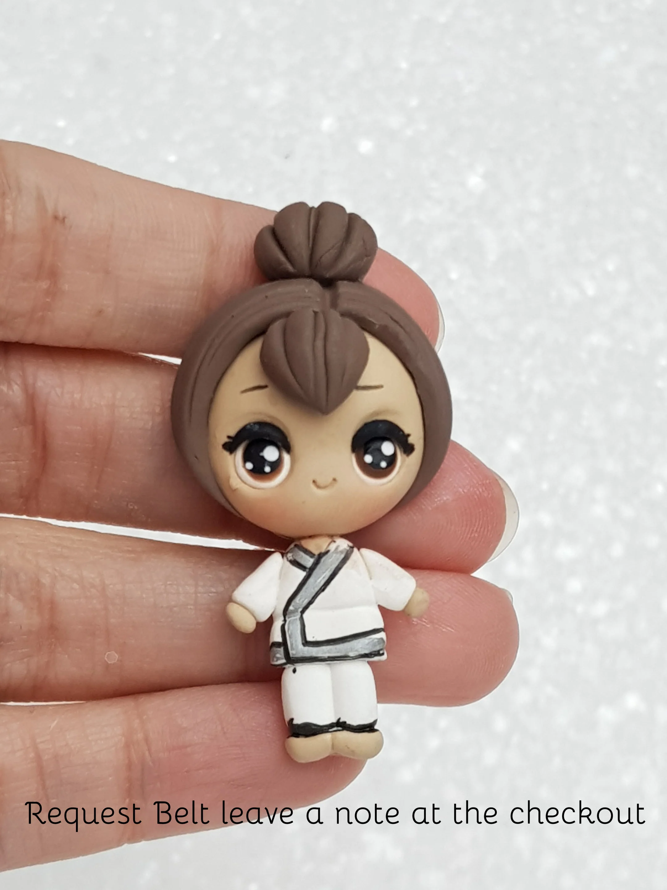 Handmade Clay Embellishment - New Big Eyes Karate Girl