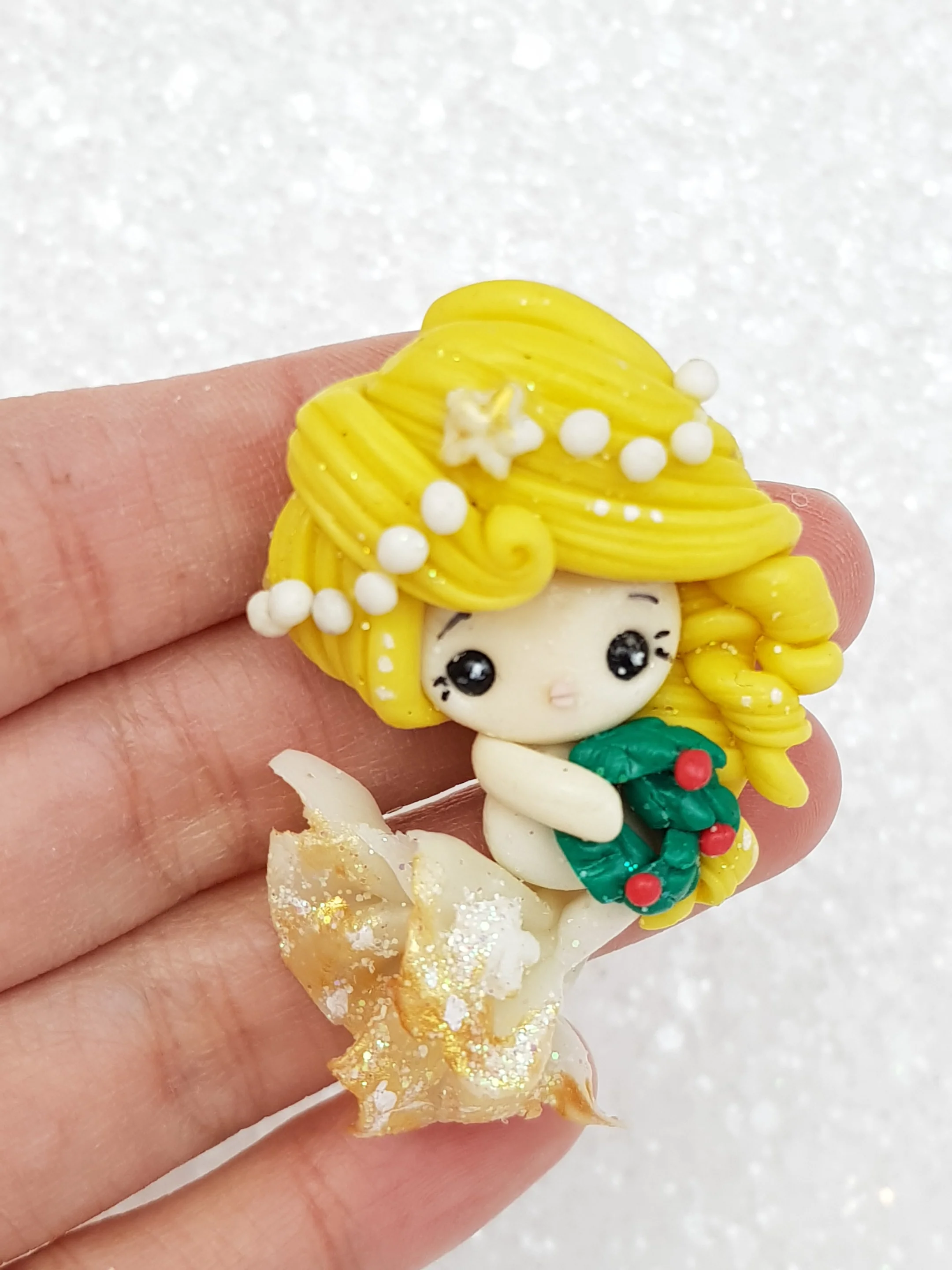 Clay Charm Embellishment Christmas mermaid
