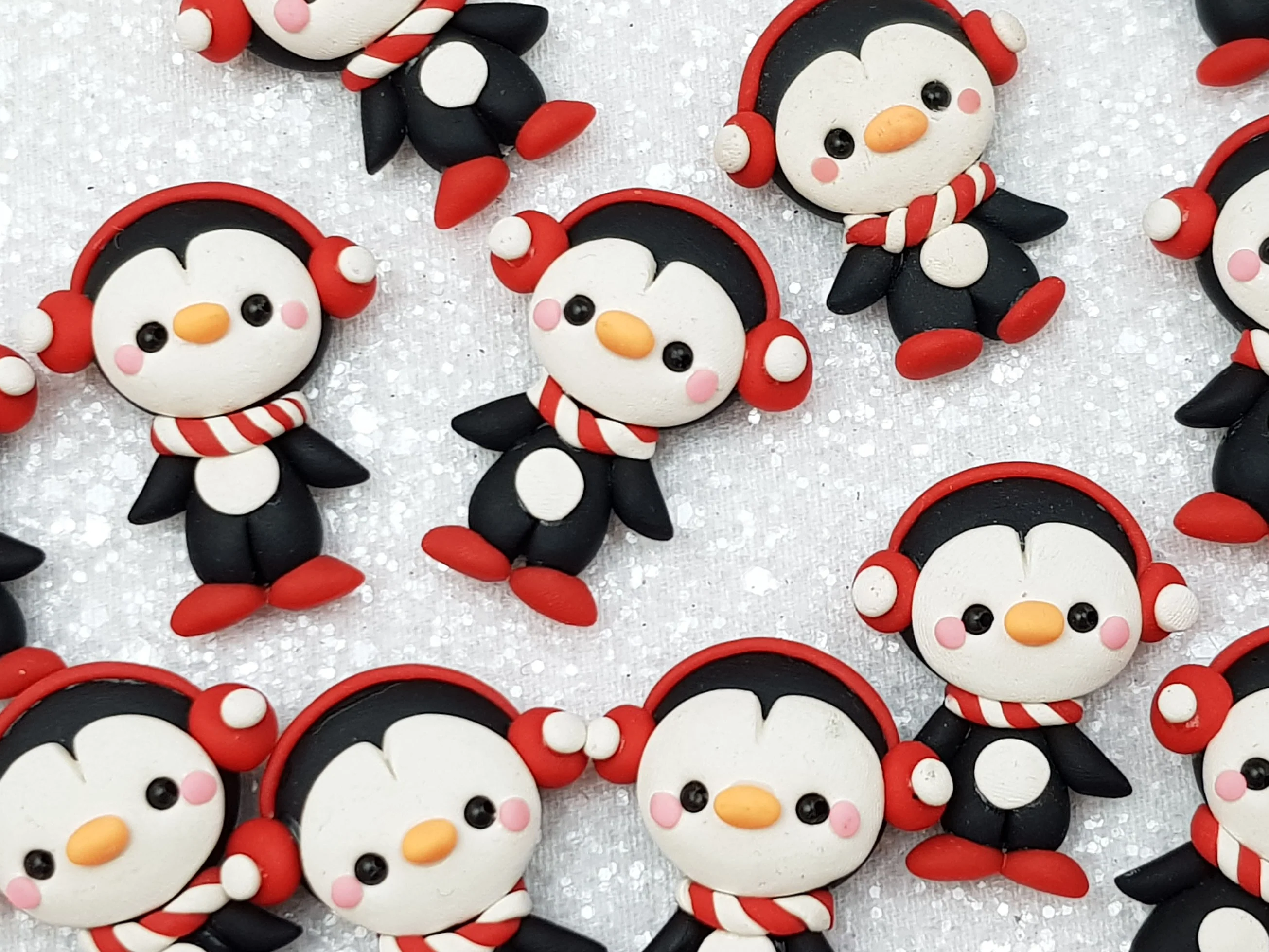 Clay Charm Embellishment - Penguin Christmas