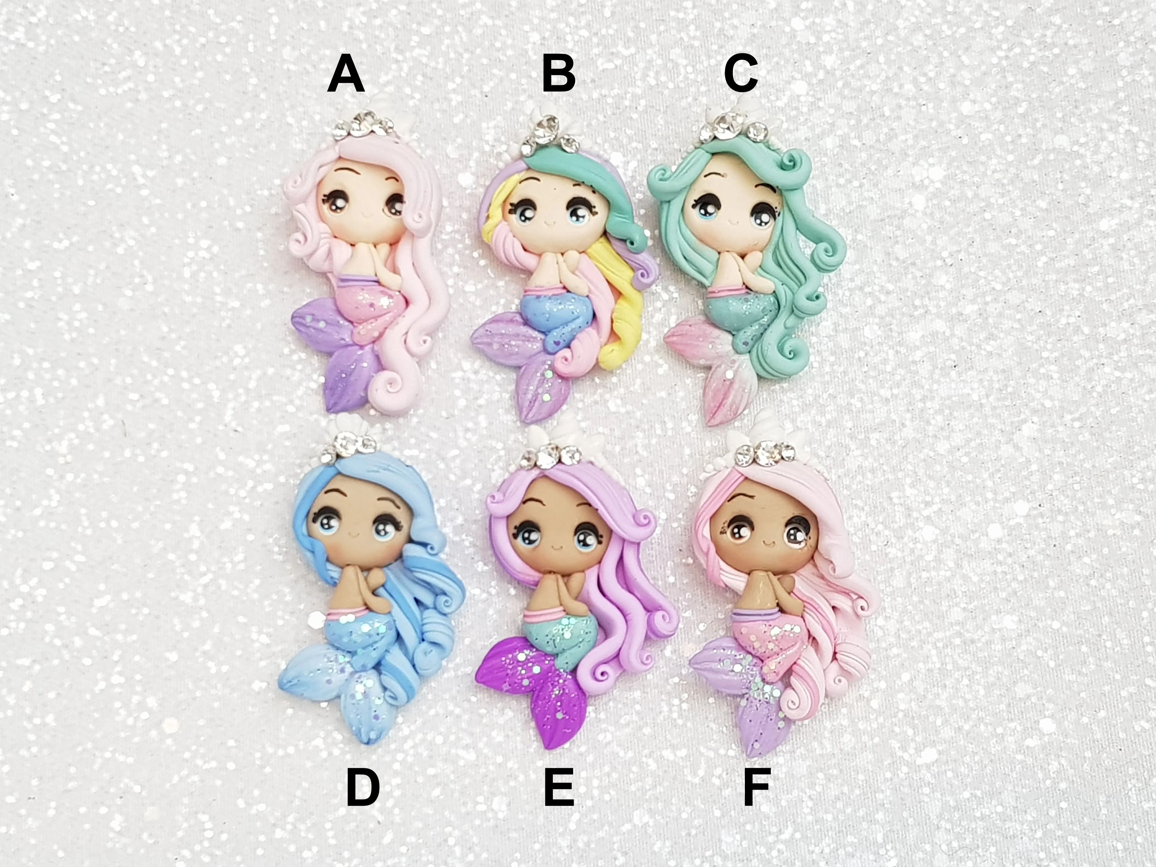 Clay Charm Embellishment - Mermaid BIG EYES