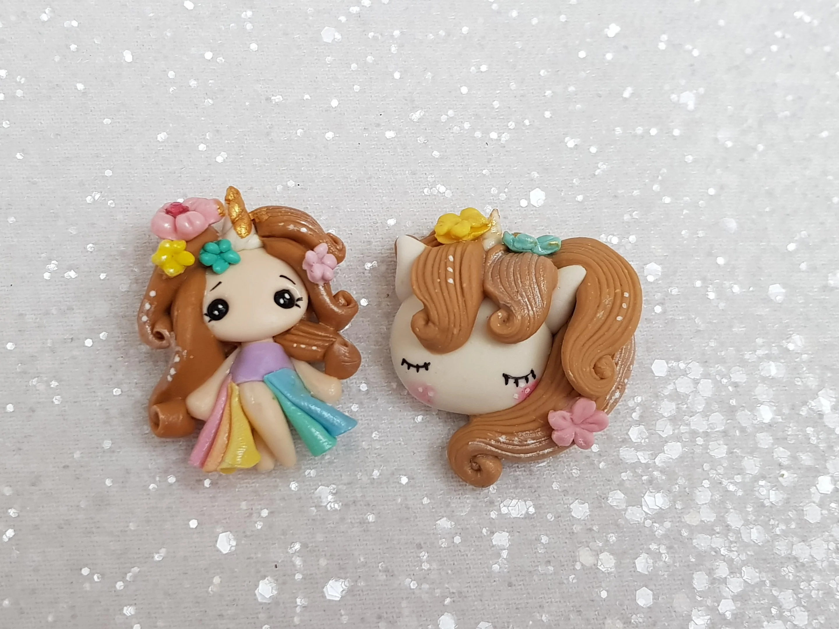 Clay Charm Embellishment - NEW B UNICORN GIRL/HEAD