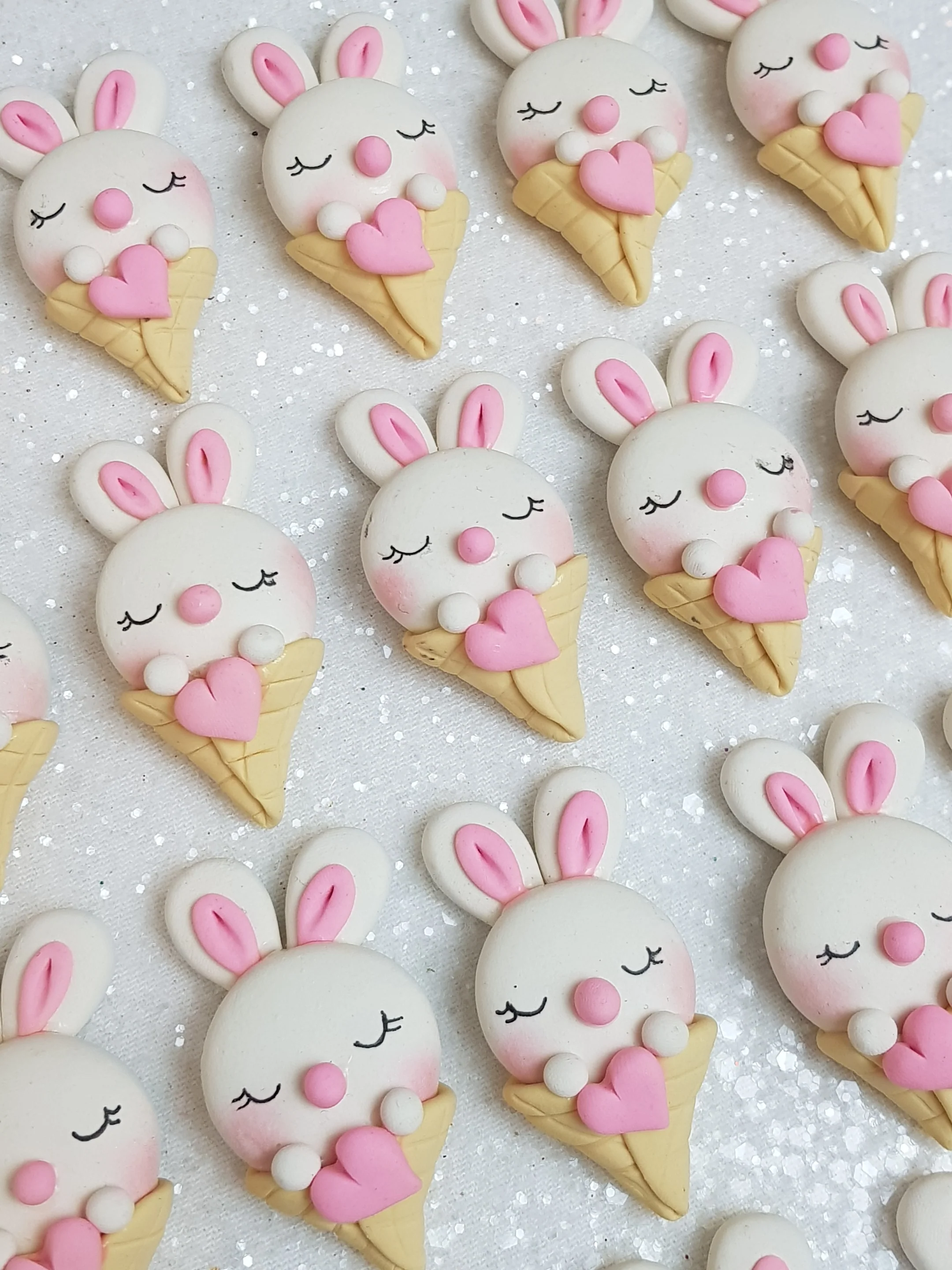 Clay Charm Embellishment - NEW BUNNY ICE CREAM