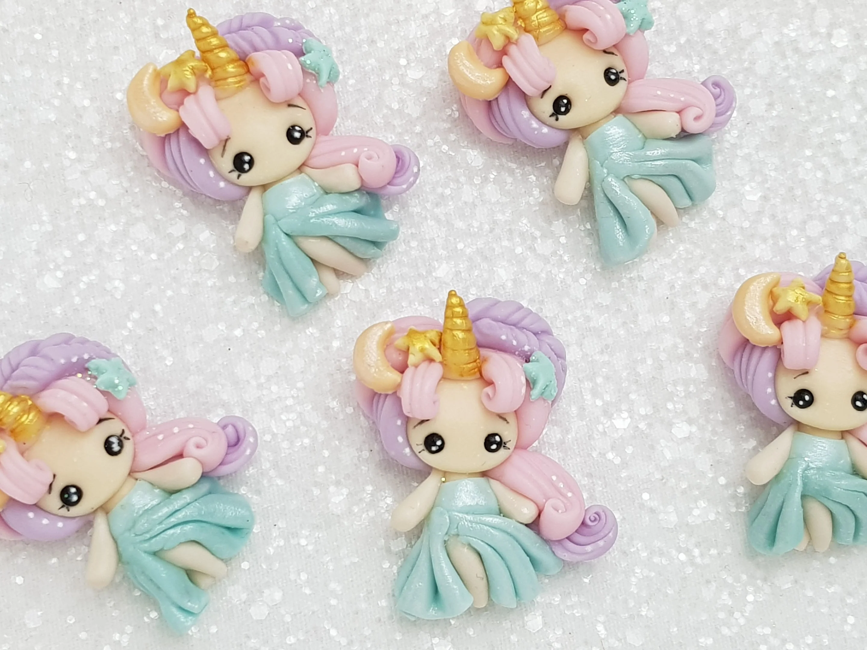 Clay Charm Embellishment - NEW C SHIMMER UNICORN GIRL/HEAD - Image 2