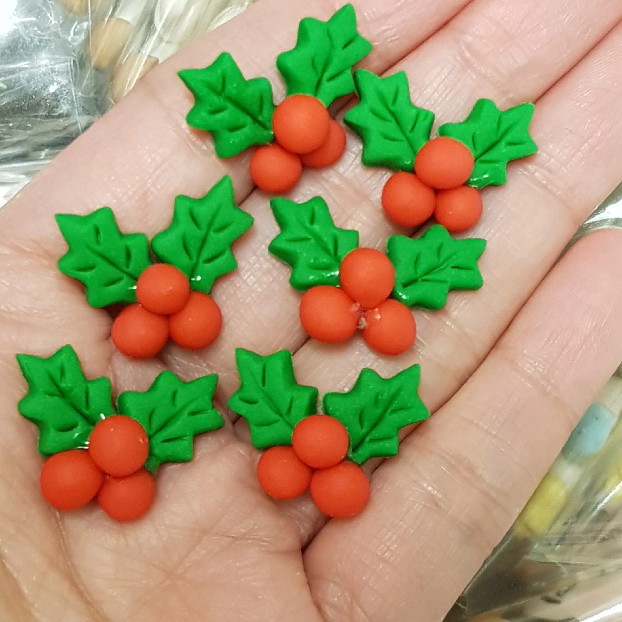 Clay Charm Embellishment NEW holy berry