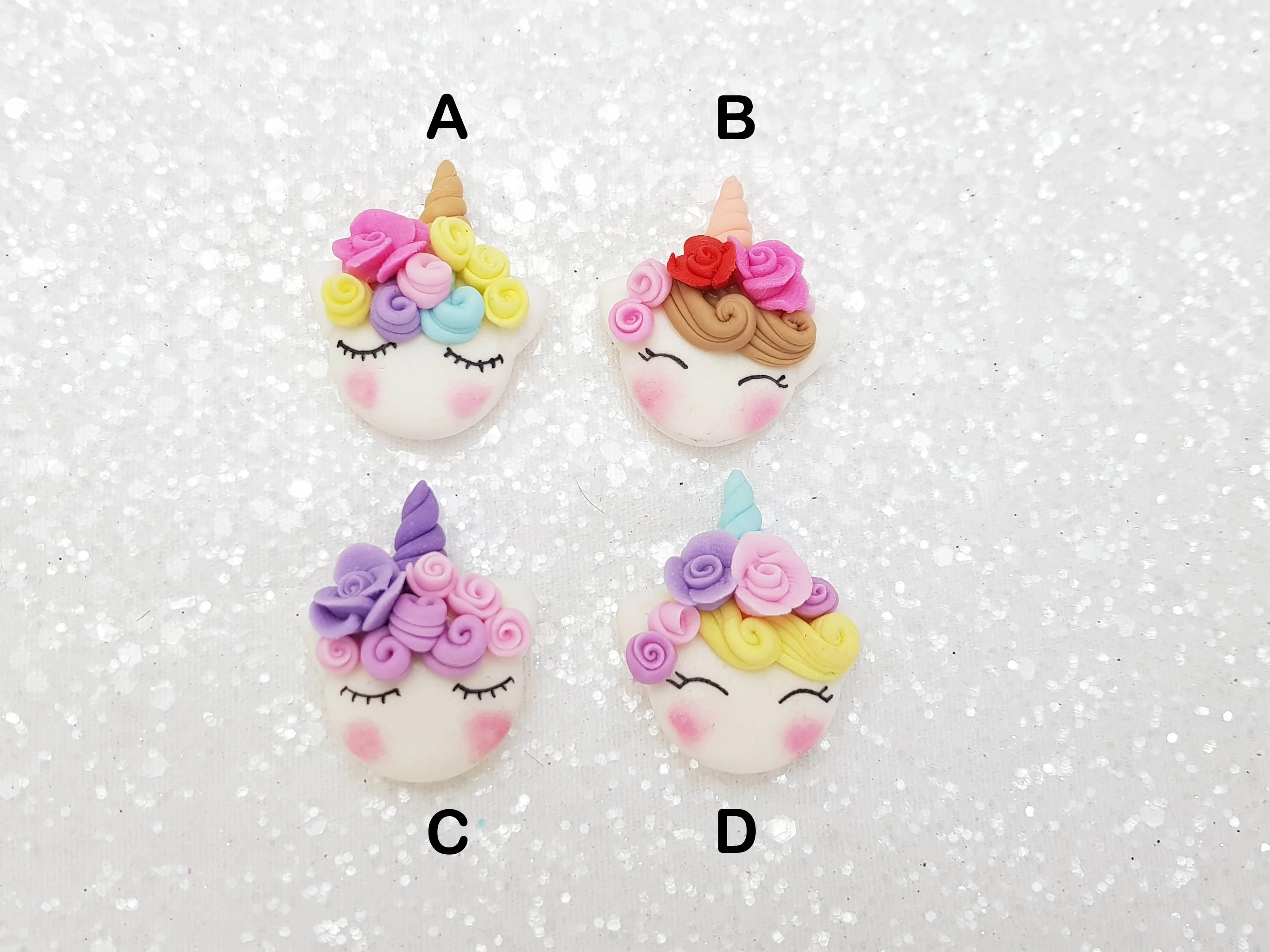 Clay Charm Embellishment - NEW MINI UNICORN HEAD