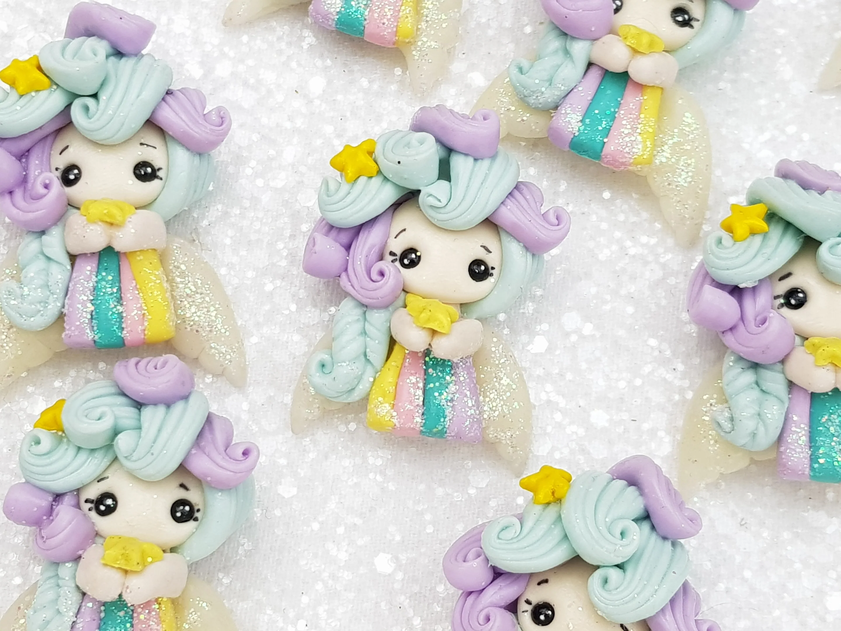 Clay Charm Embellishment new rainbow angel B