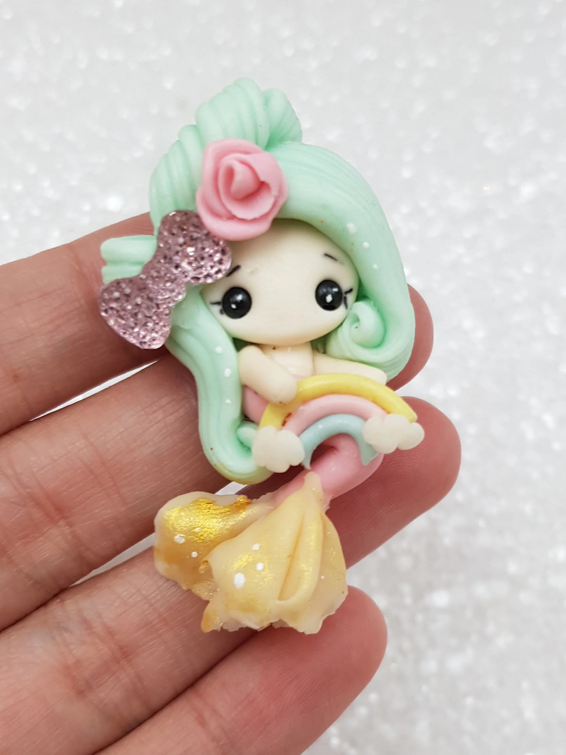 Clay Charm Embellishment - NEW RAINBOW MERMAID B