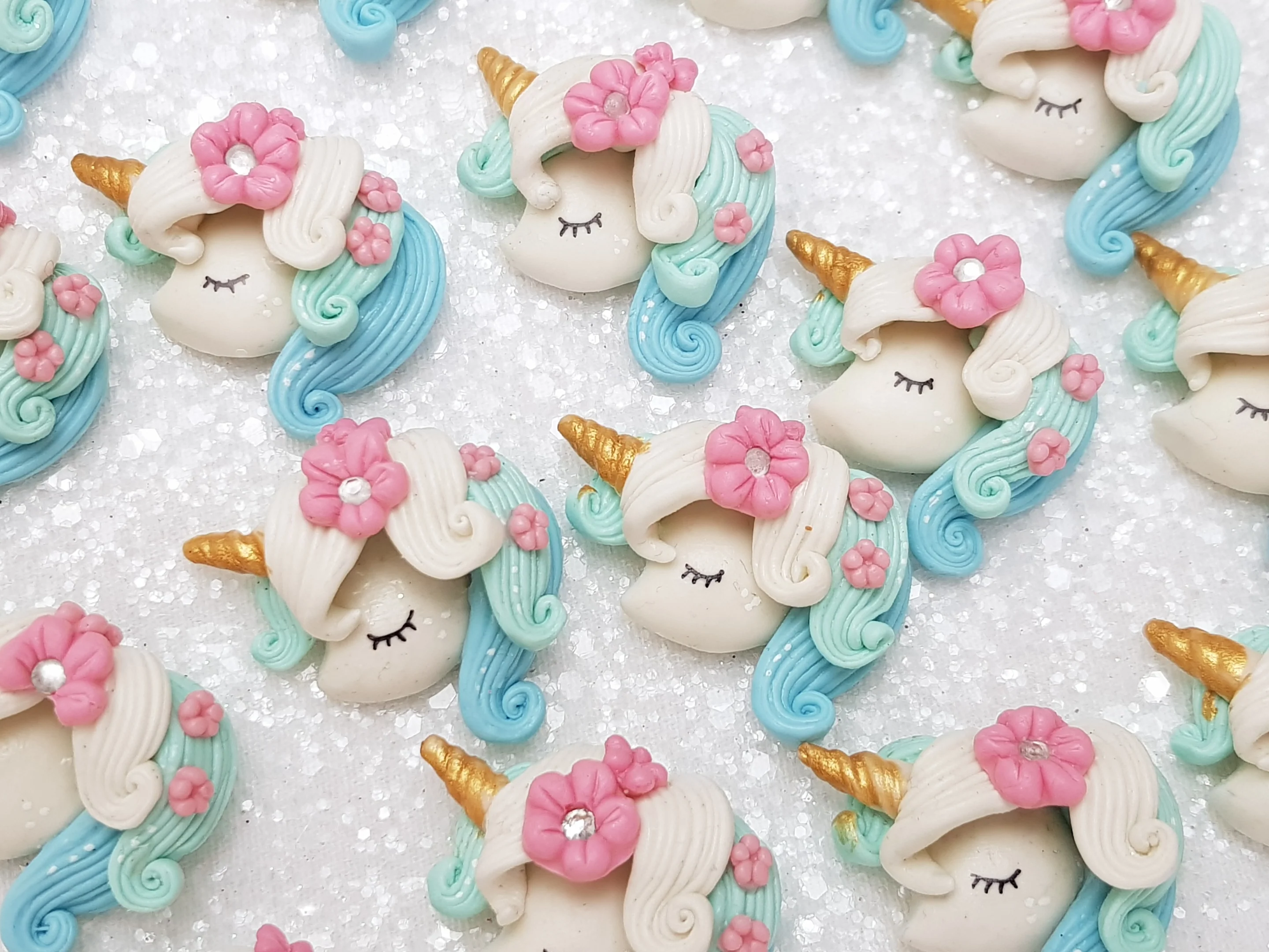 Clay Charm Embellishment - NEW UNICORN HEAD BLUE