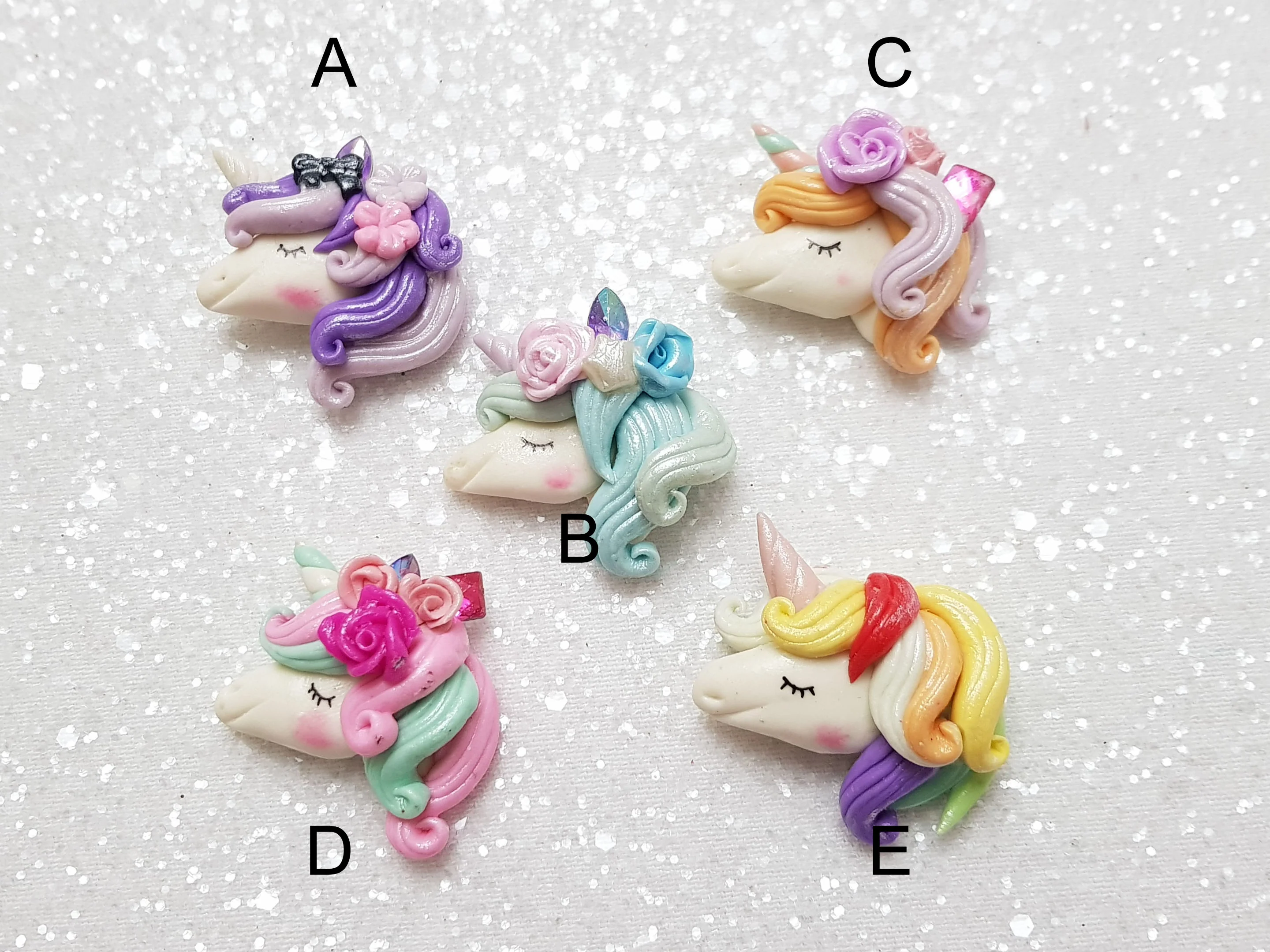 Clay Charm Embellishment - NEW UNICORN HEAD E