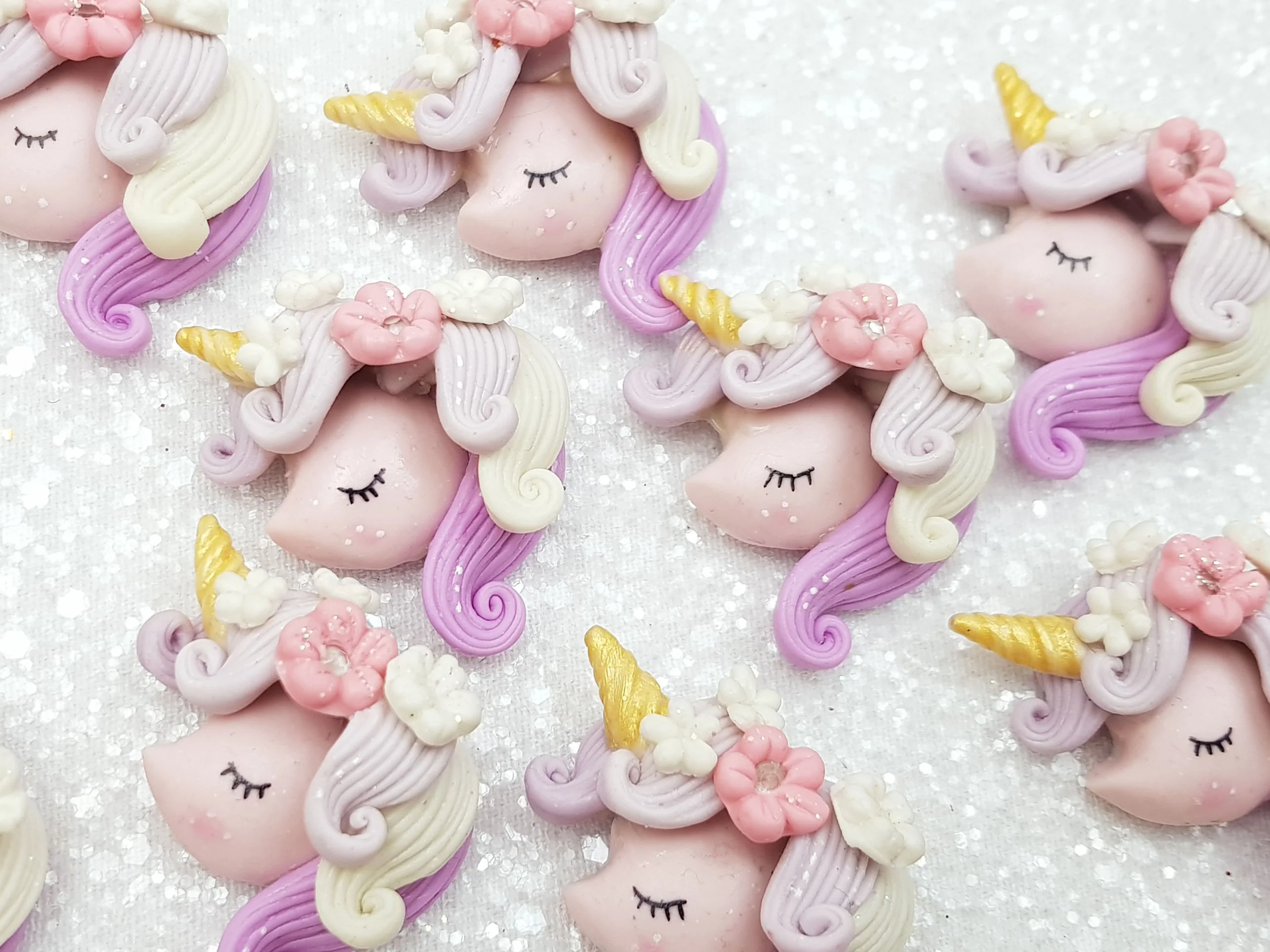 Clay Charm Embellishment - New Unicorn Head Lilac