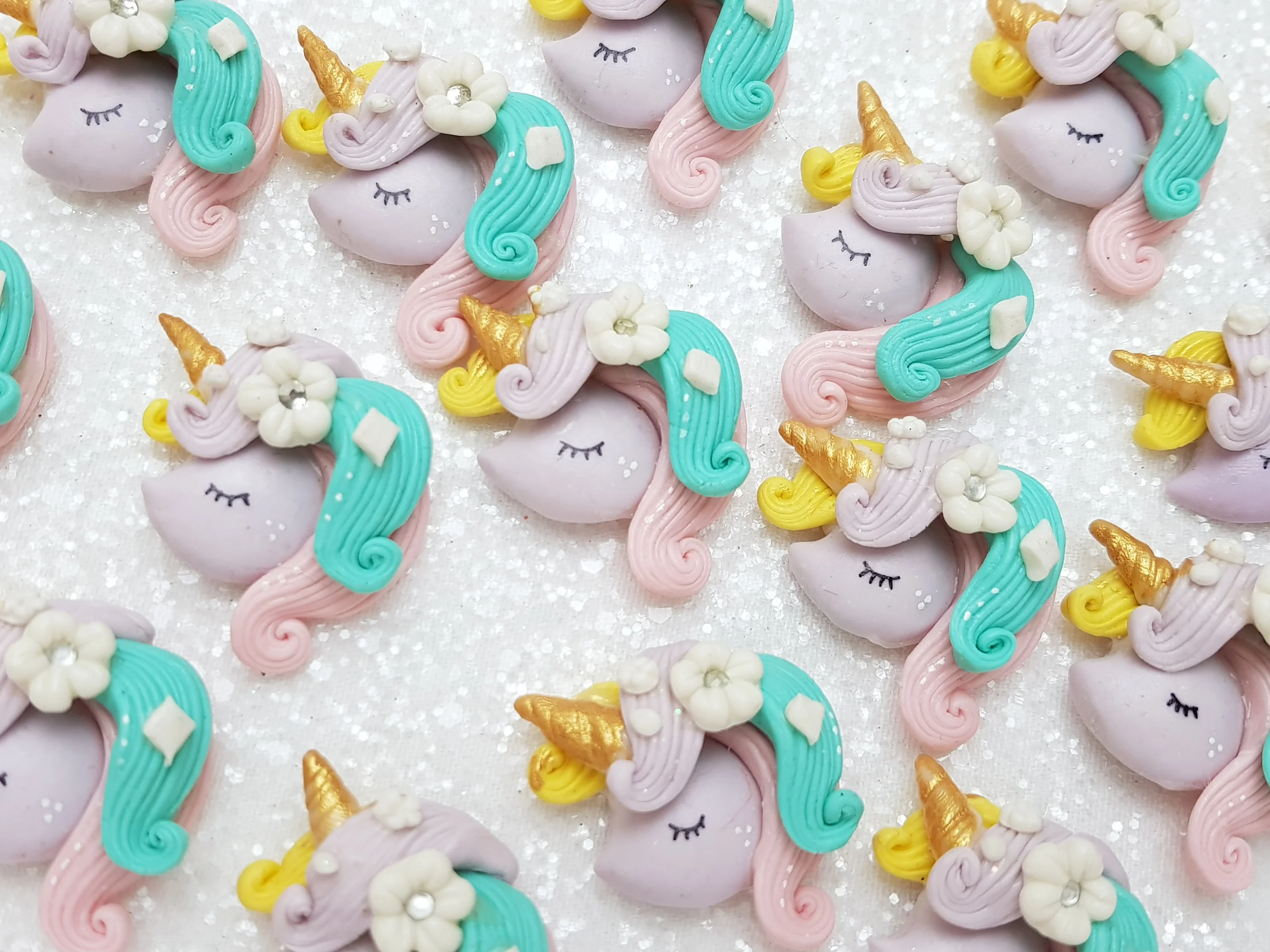 Clay Charm Embellishment - New Unicorn Head Mint Lilac
