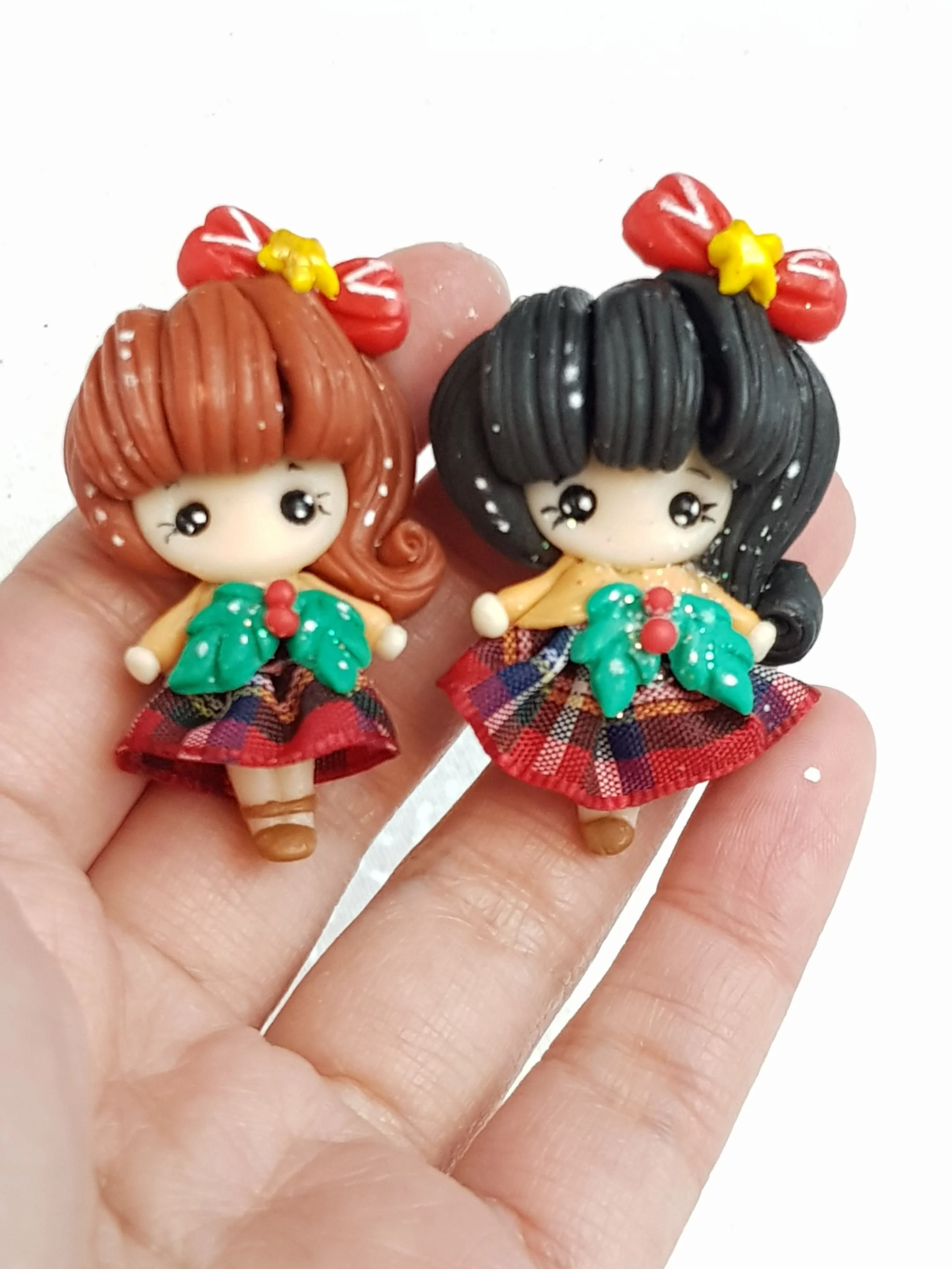 Clay Charm Embellishment - Tartan Girl B
