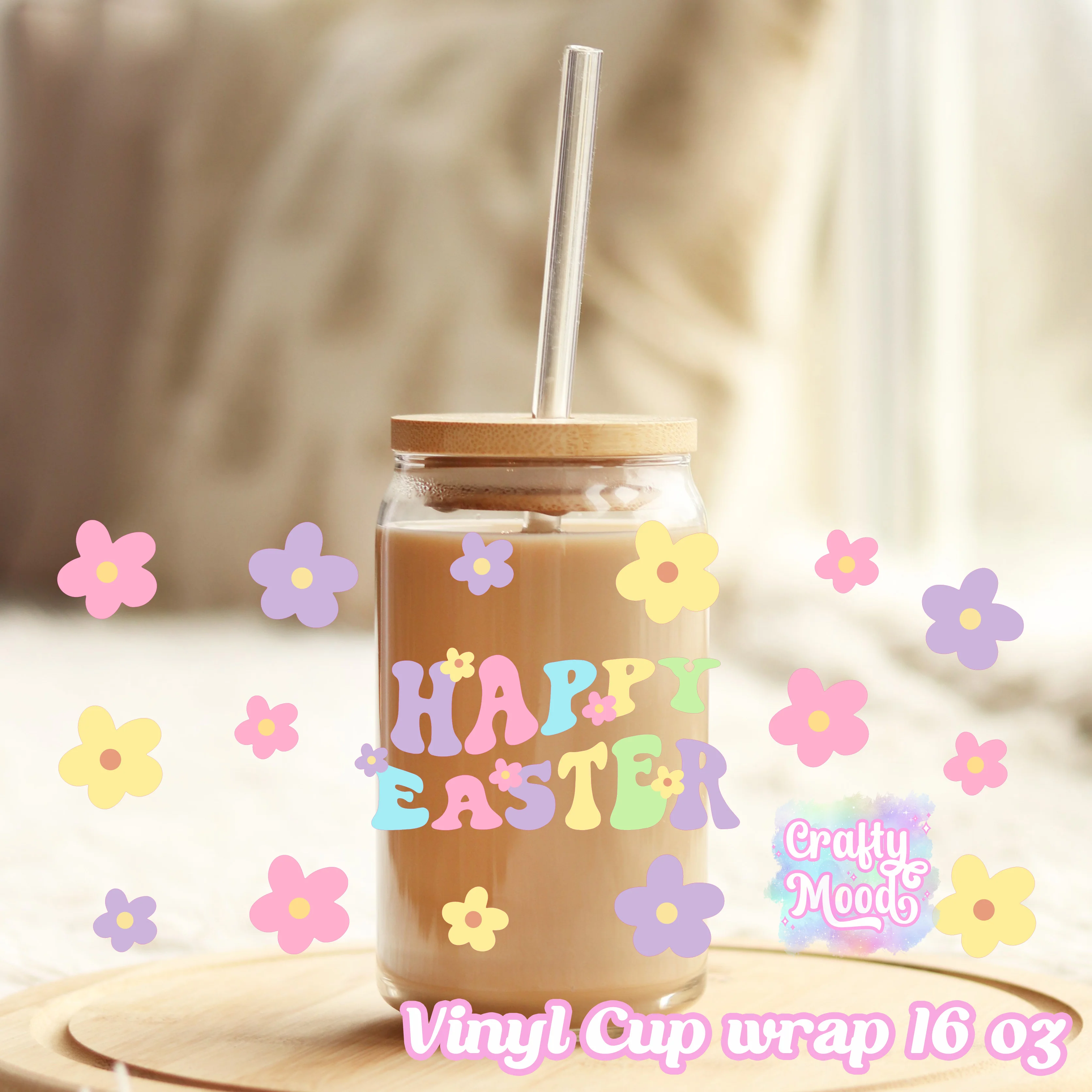 Happy easter - 16oz Libbey Glass Cup Wrap Only