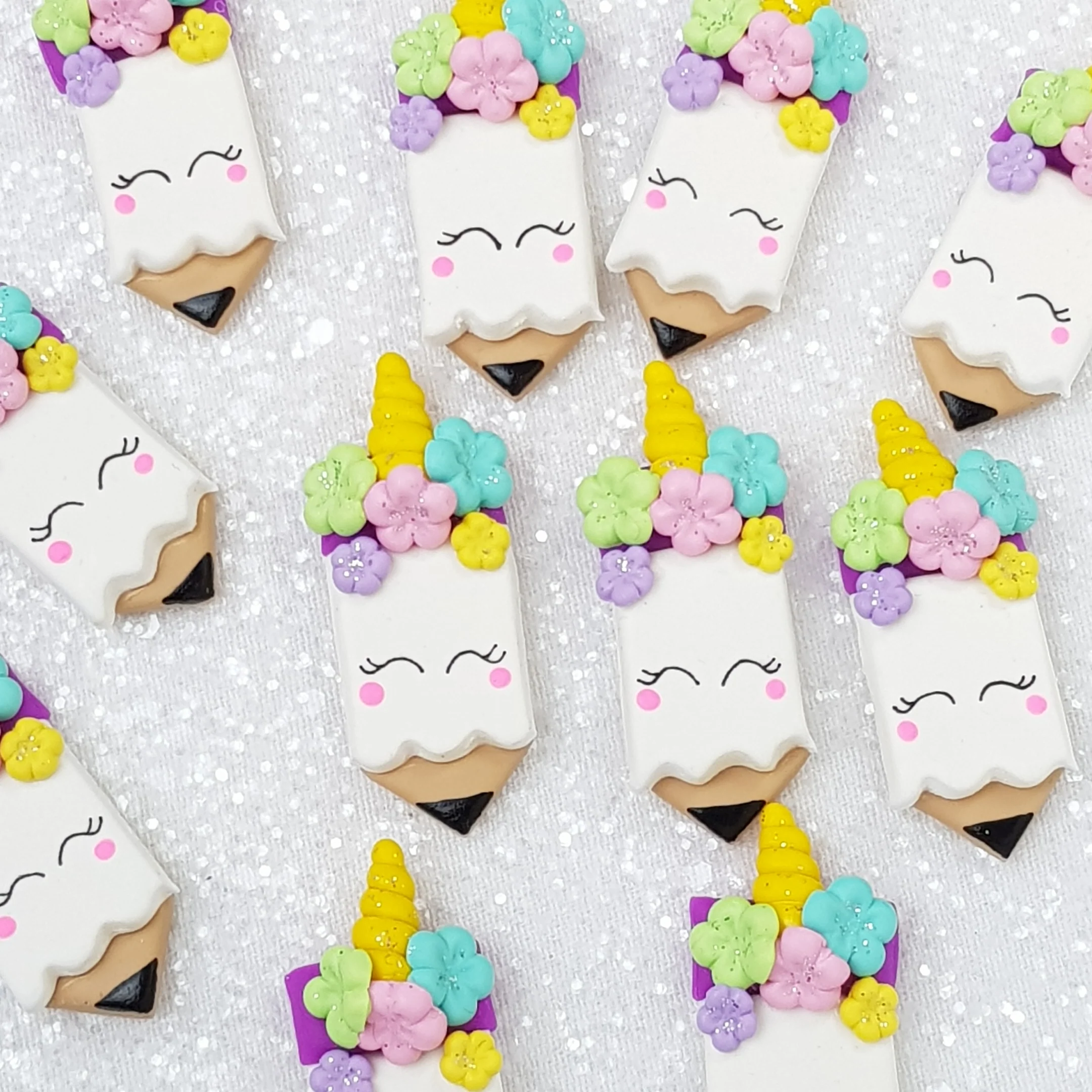 Happy Pencil - Embellishment Clay Bow Centre